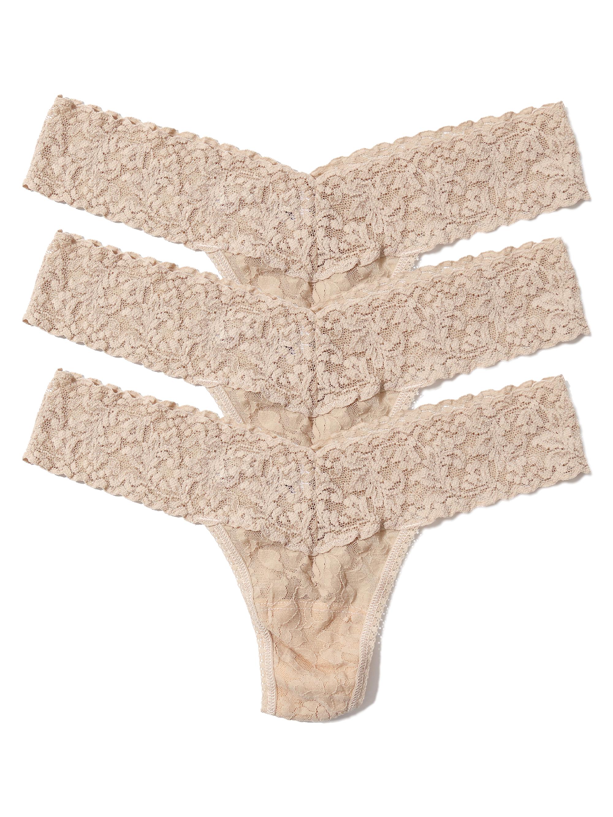 Hanky Panky Women's 3-Pack Lace Low-Rise Thongs - Chai
