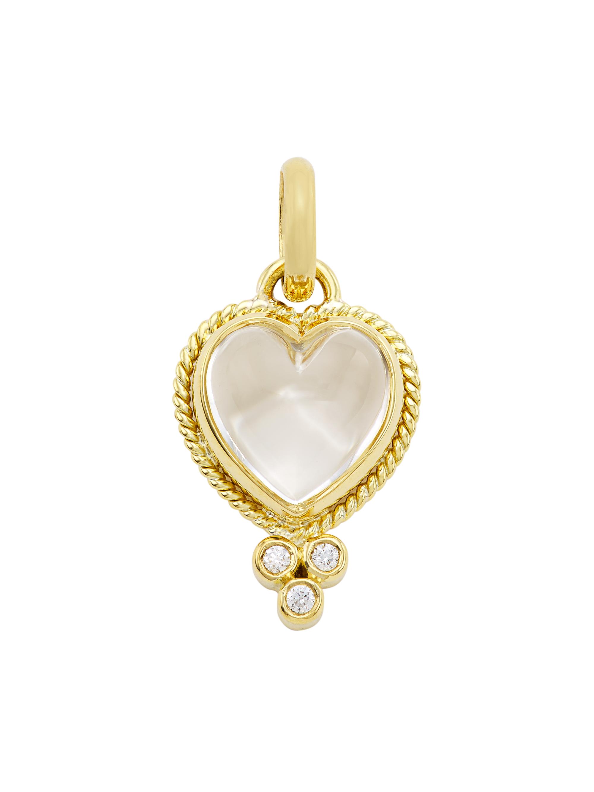 Temple St. Clair Women's Florence86 18K Yellow Gold, Rock Crystal & Diamond Small Braided Heart Pendant - Yellow Gold