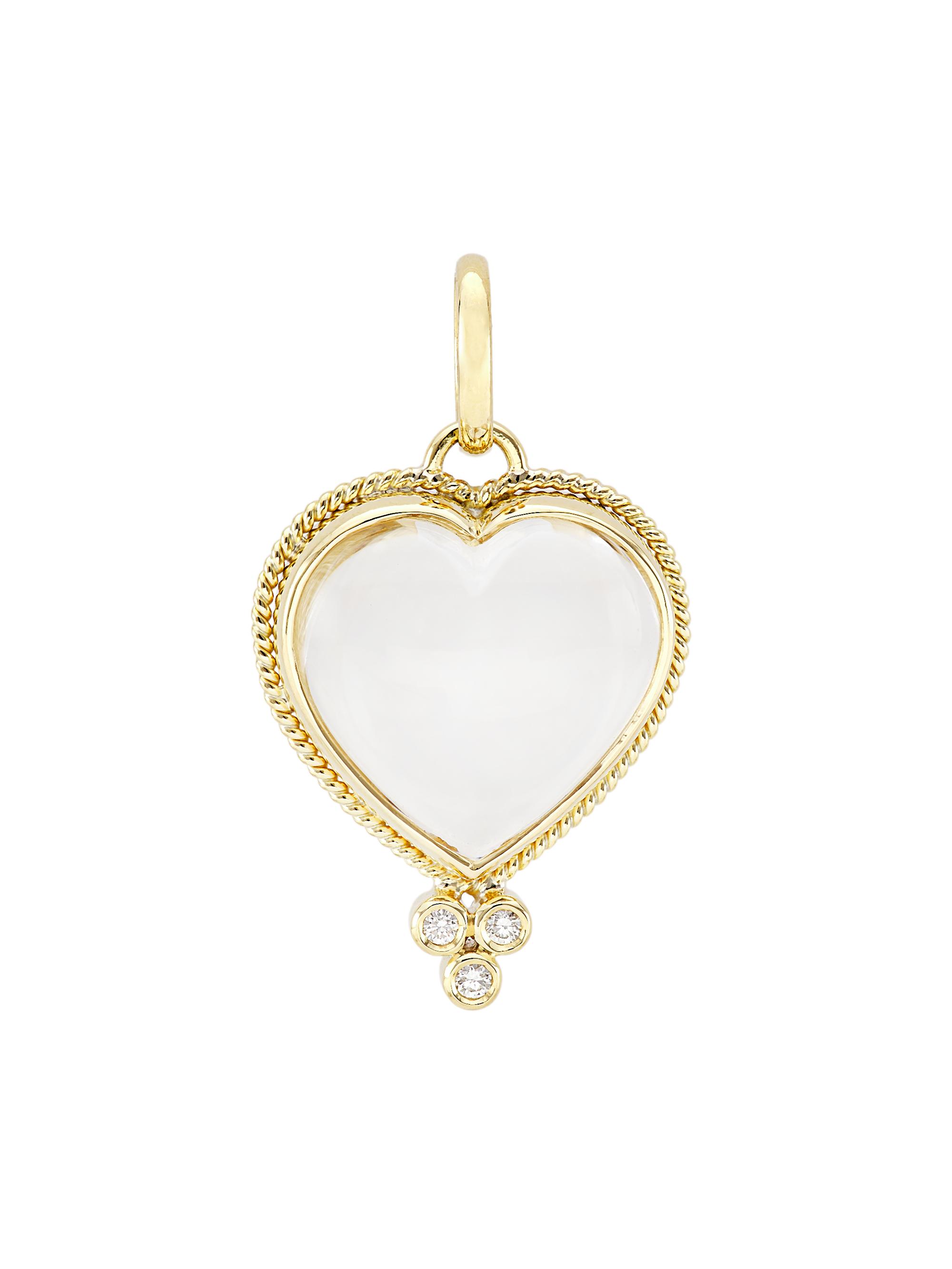 Temple St. Clair Women's 18K Yellow Gold, Diamond & Rock Crystal Braided Heart  Pendant - Yellow Gold