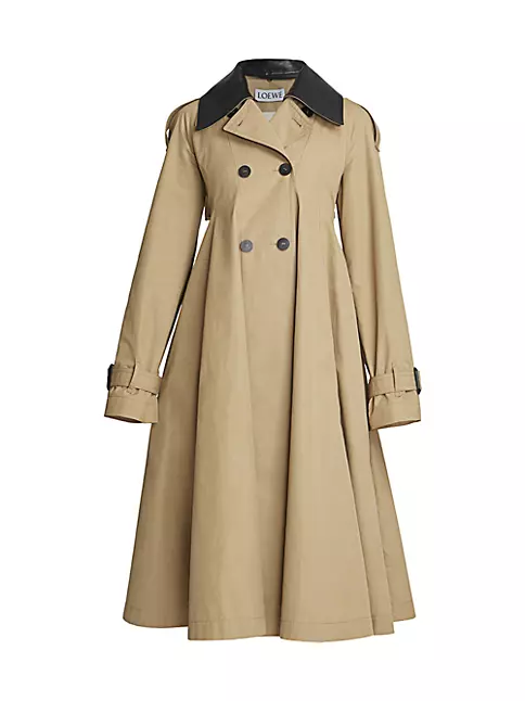 GUCCI Belted pleated cotton-gabardine trench coat