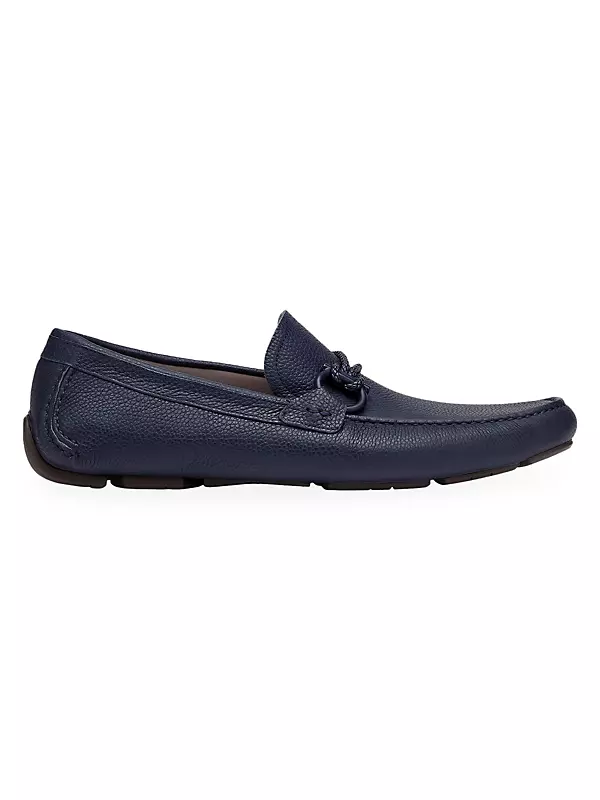 Shop FERRAGAMO Front 4 Leather Driving Loafers