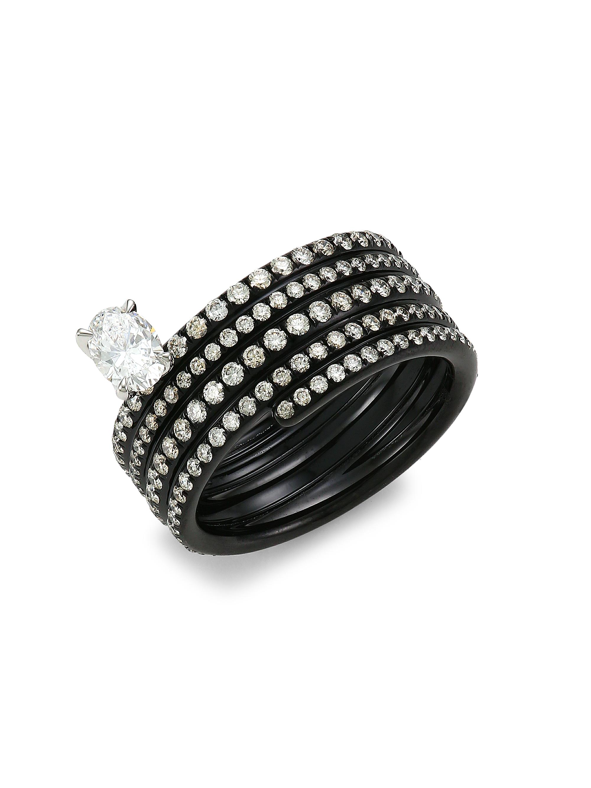 Repossi Women's Blast 18K Black Gold & Diamond Ring