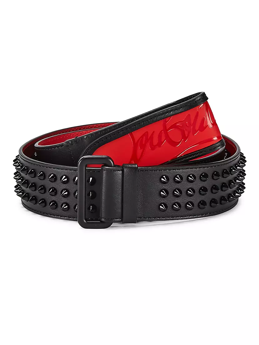 Christian Louboutin Leather Studded Accents Belt - White Belts
