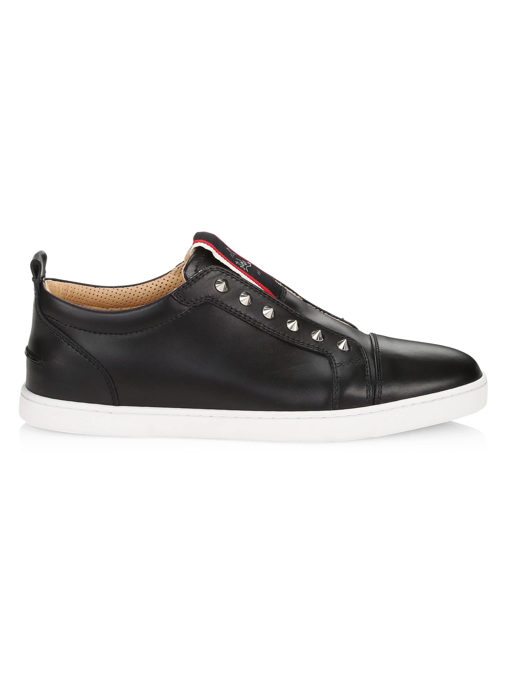 Christian Louboutin Men's Fique A Vontade Leather Low-Top Sneakers - Black