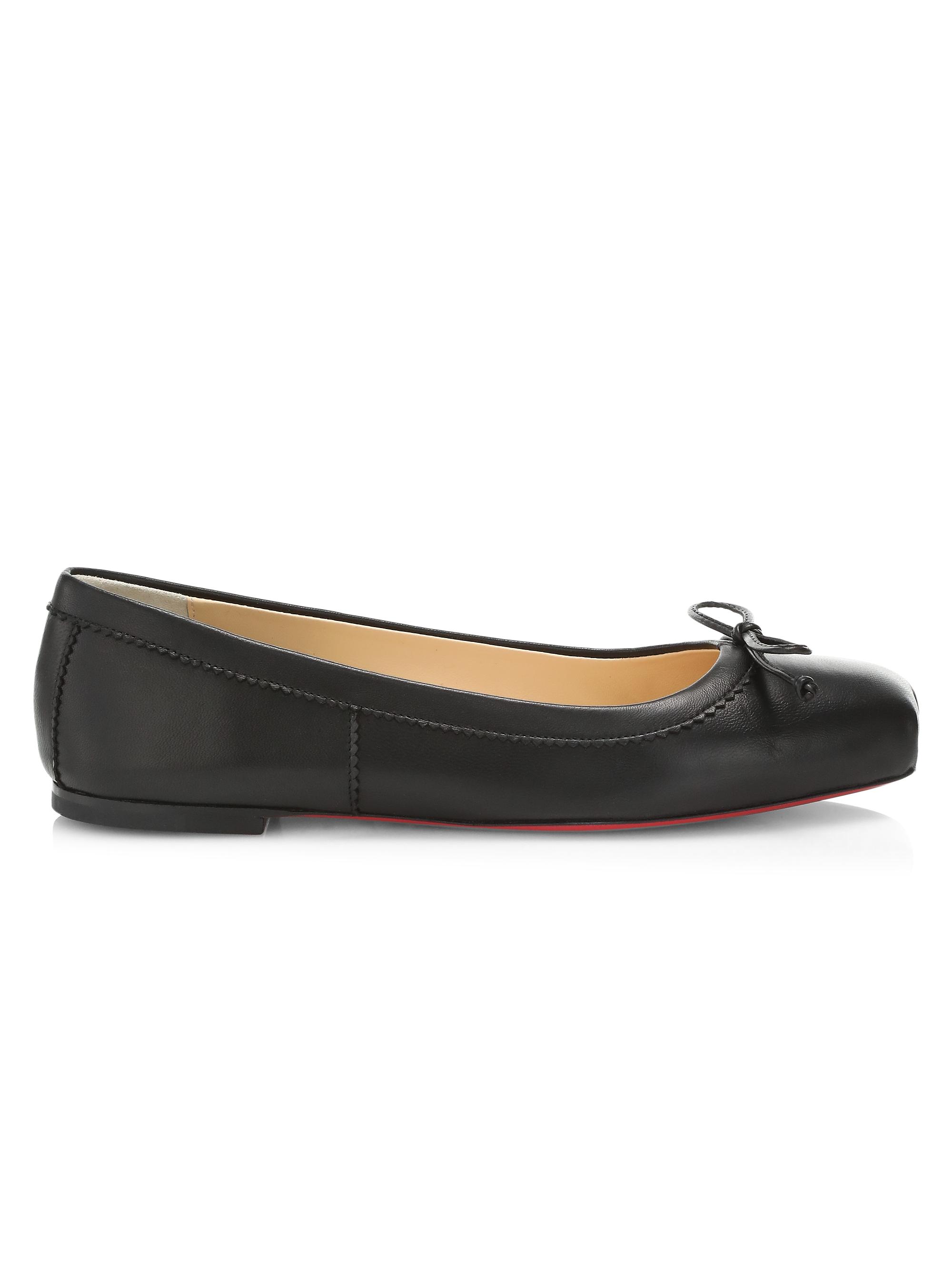 Christian Louboutin Women's Mamadrague Square-Toe Leather Ballet Flats - Black