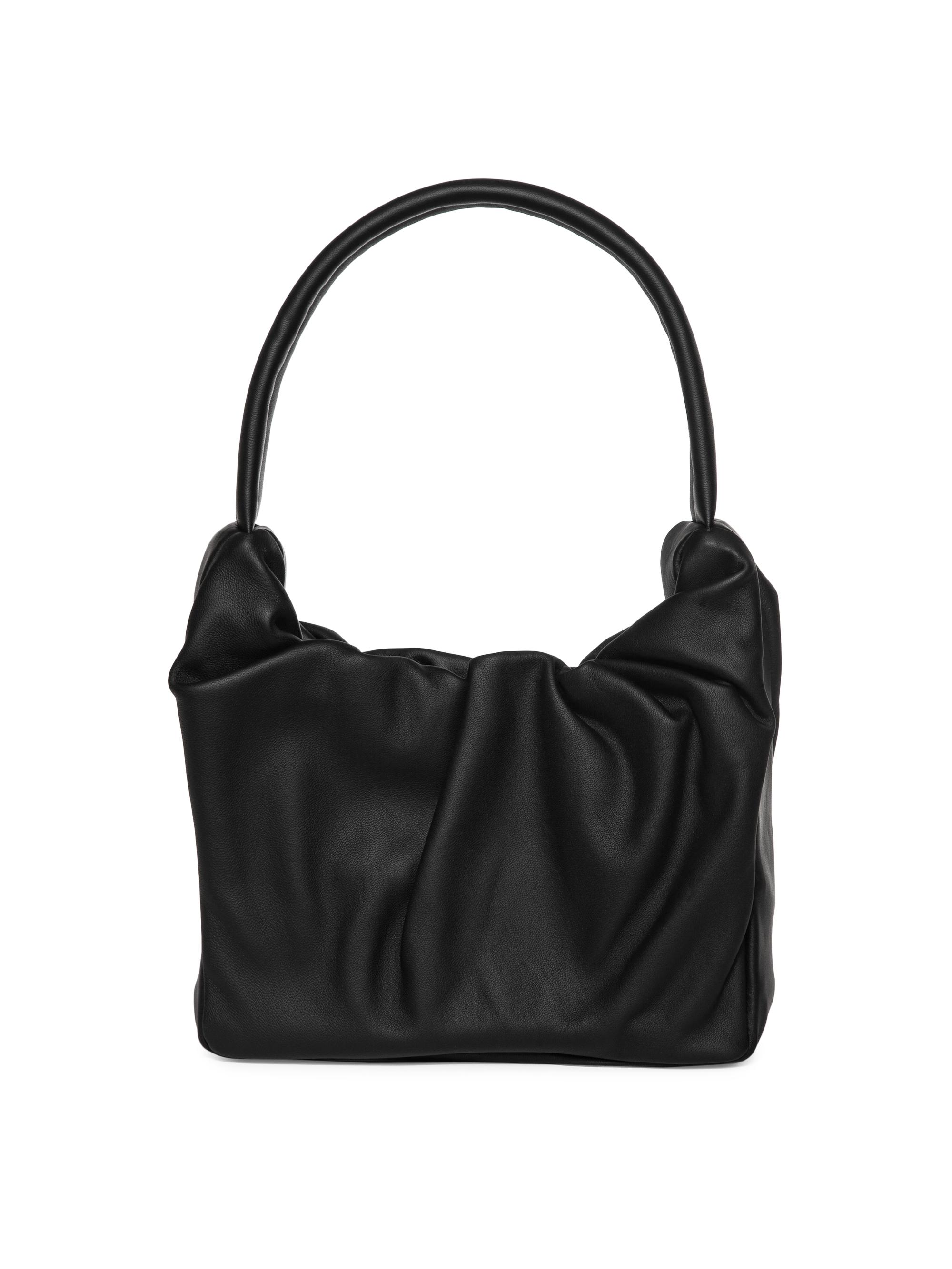 Staud Women's Felix Ruched Leather Top Handle Bag - Black