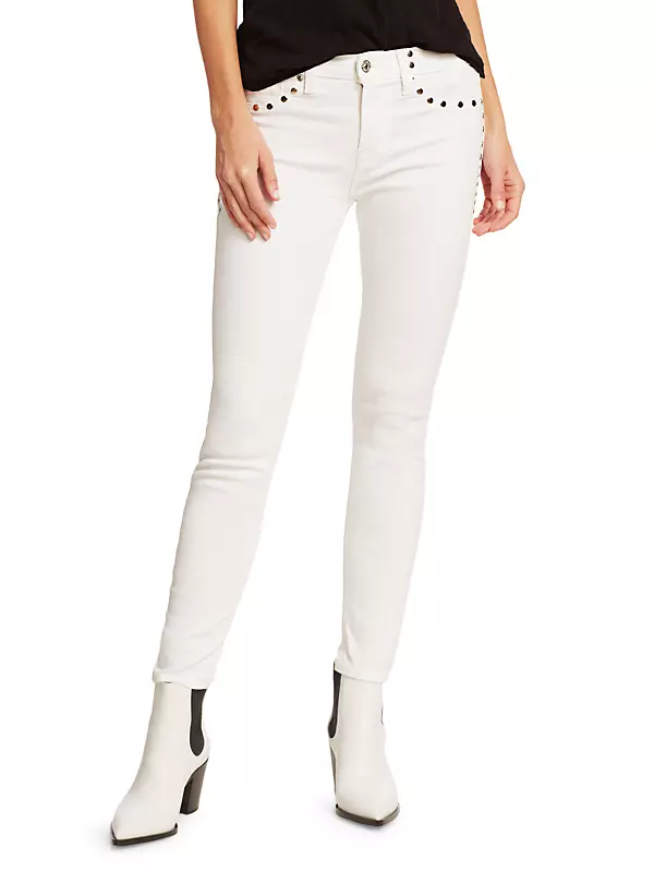 High-Rise Studded Ankle Skinny Jeans