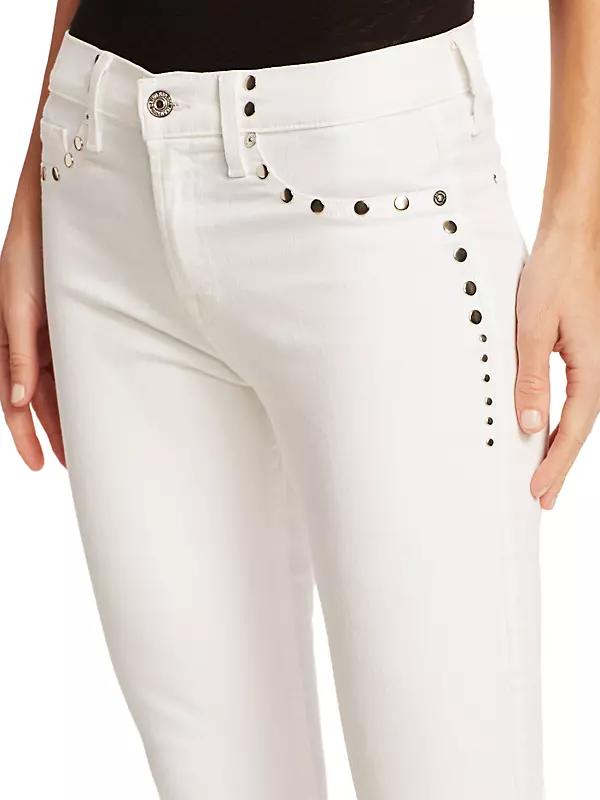 High-Rise Studded Ankle Skinny Jeans