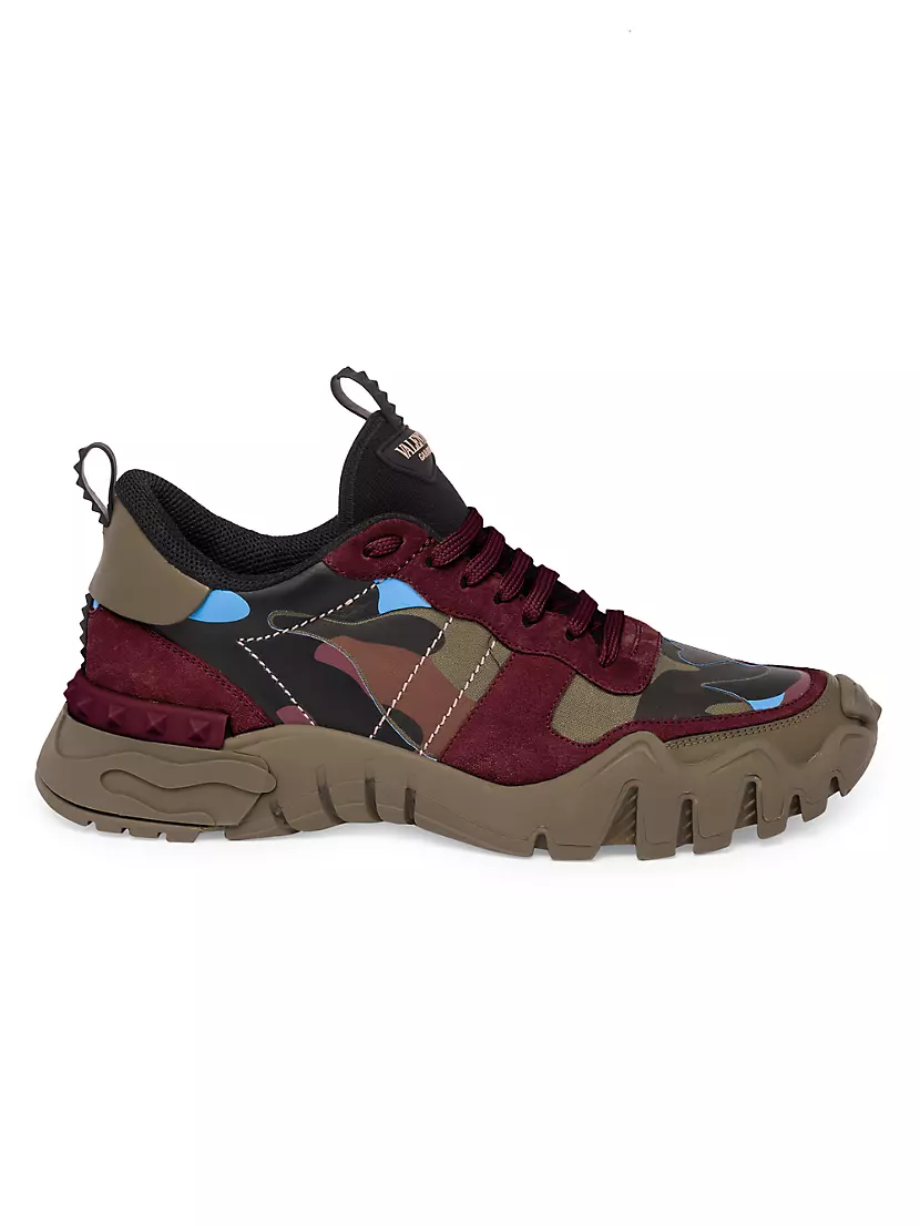 Luxury sneakers for men - Rockrunner camo sneakers Valentino red
