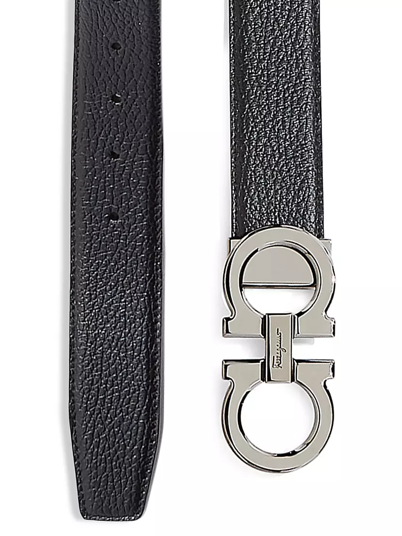 Reversible Belt Bonded Leather Removable Silver-Tone Buckle Cream / Black