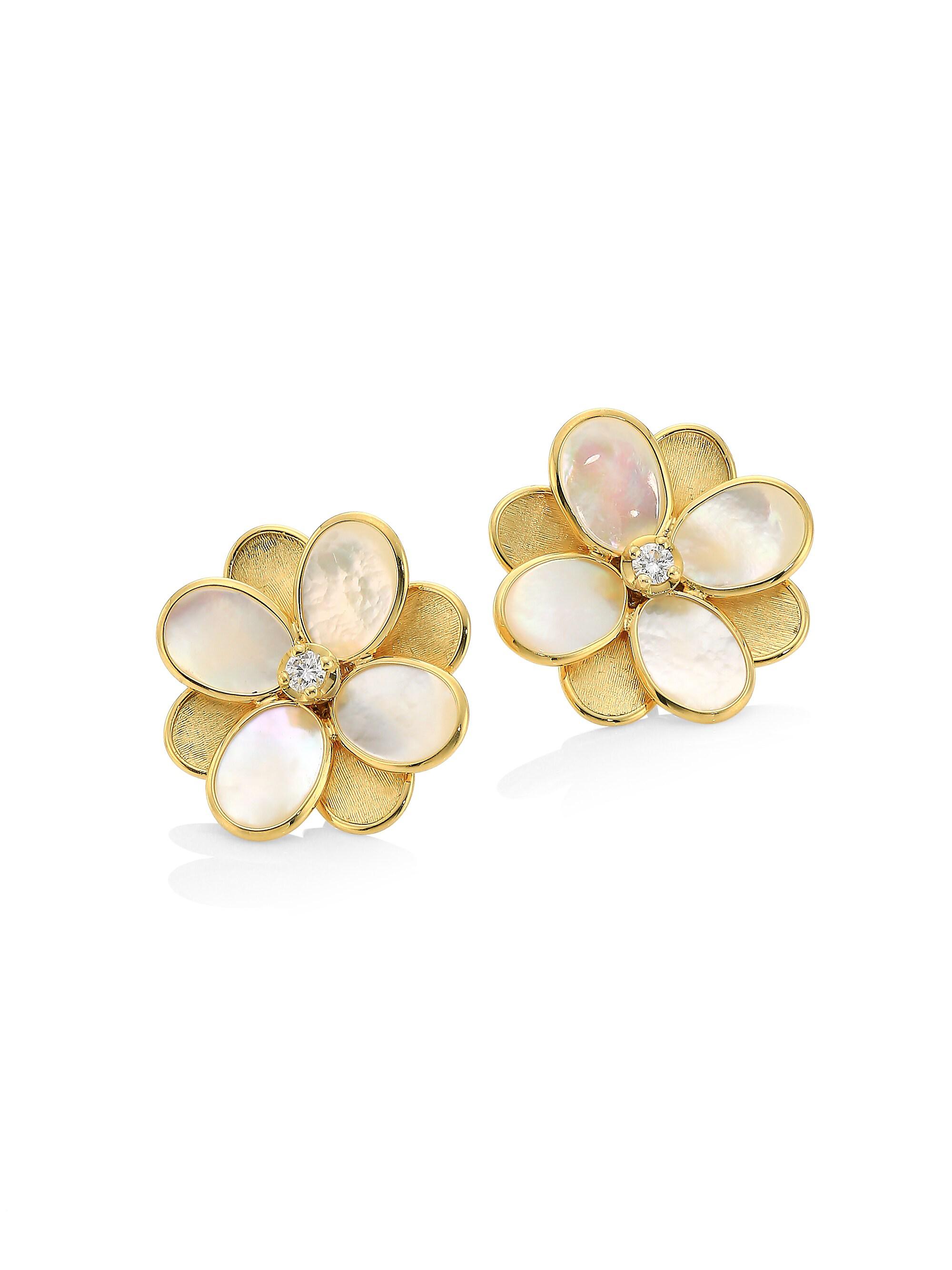 Marco Bicego Women's Petali 18K Gold, Diamond & Mother-Of-Pearl  Flower Stud Earrings - Gold