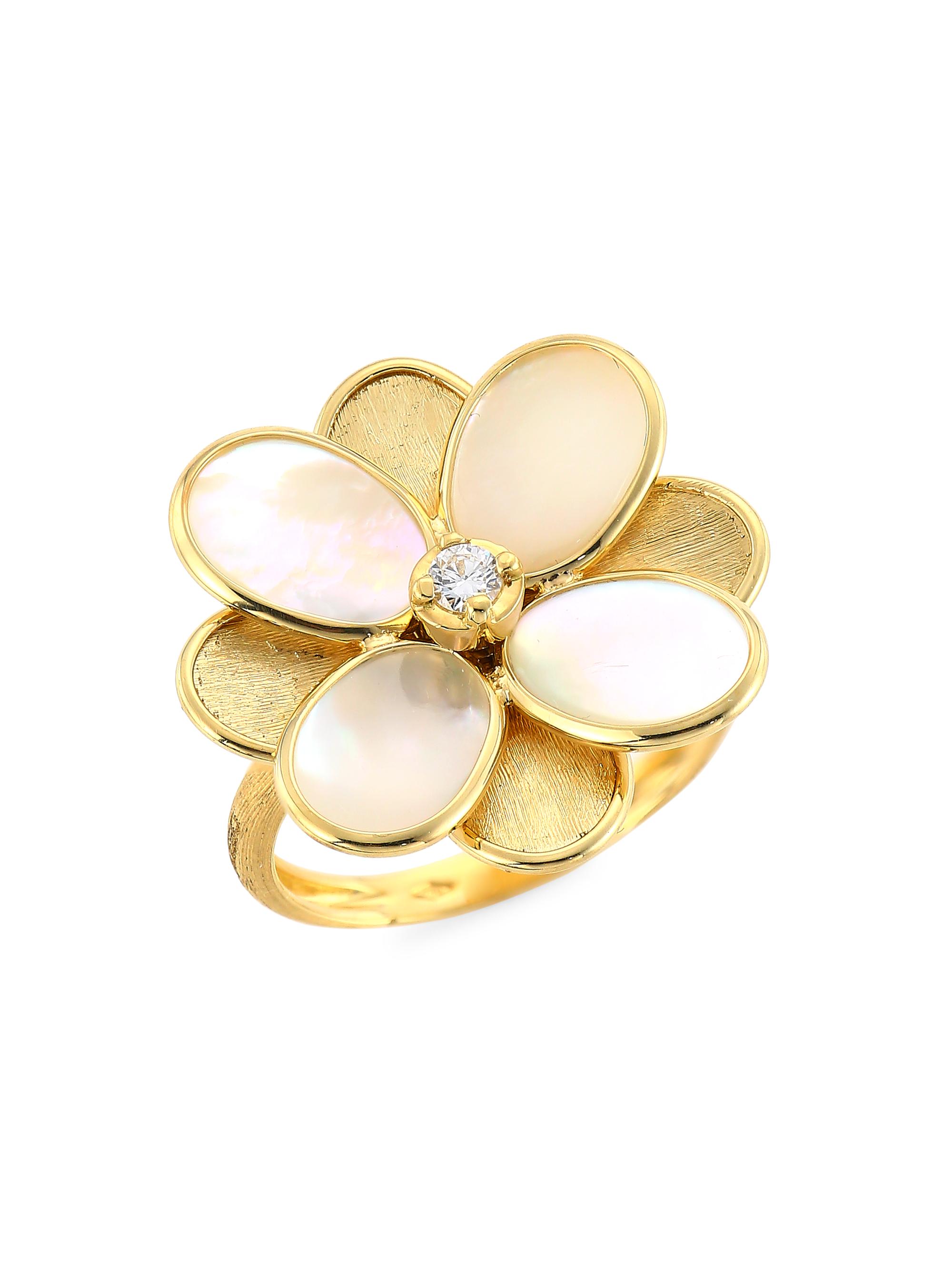Marco Bicego Women's Petali 18K Yellow Gold, Mother-Of-Pearl & Diamond Small Flower Ring - Gold Pearl
