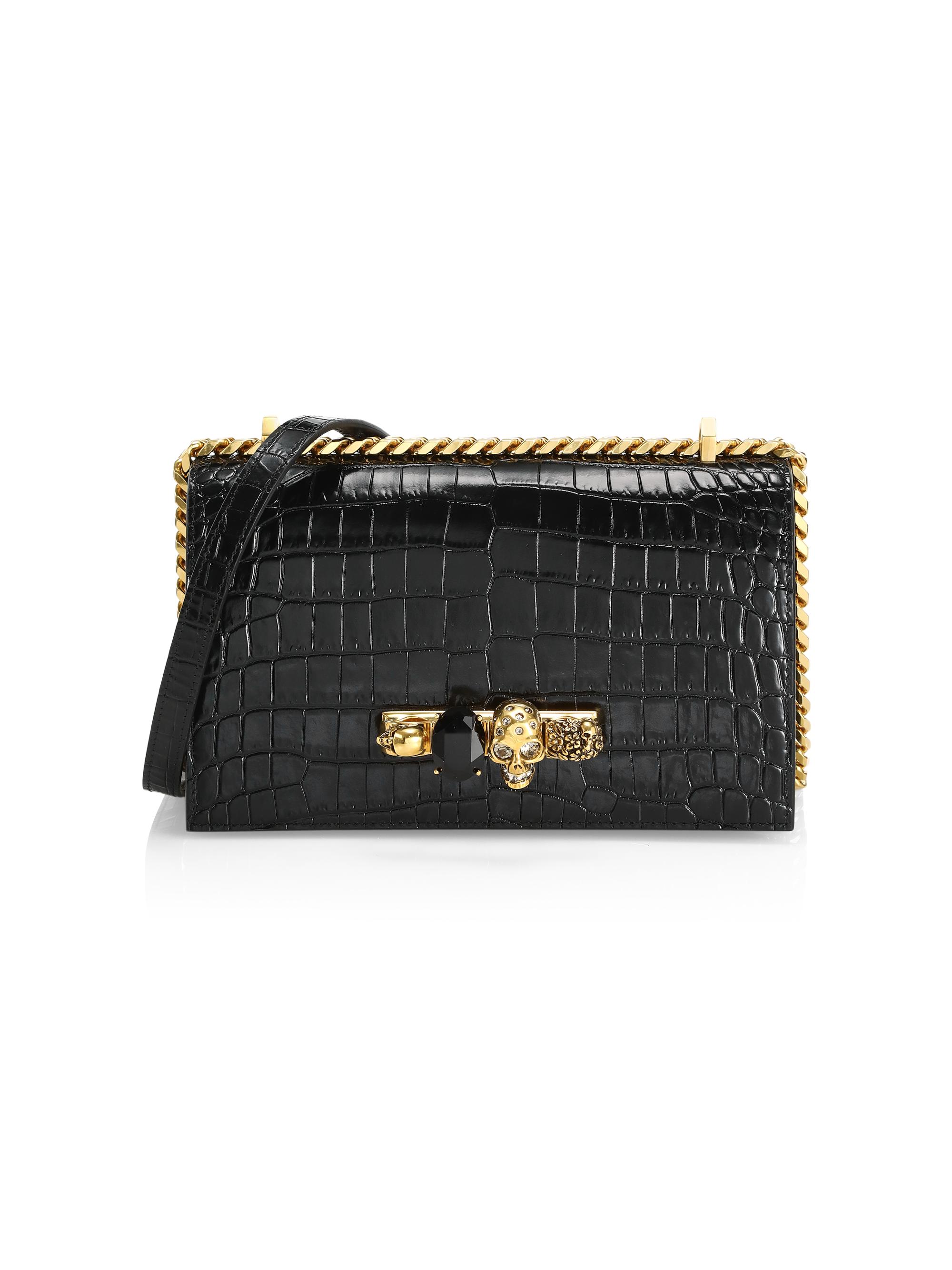 McQueen Women's Jewelled Satchel In Leather - Black