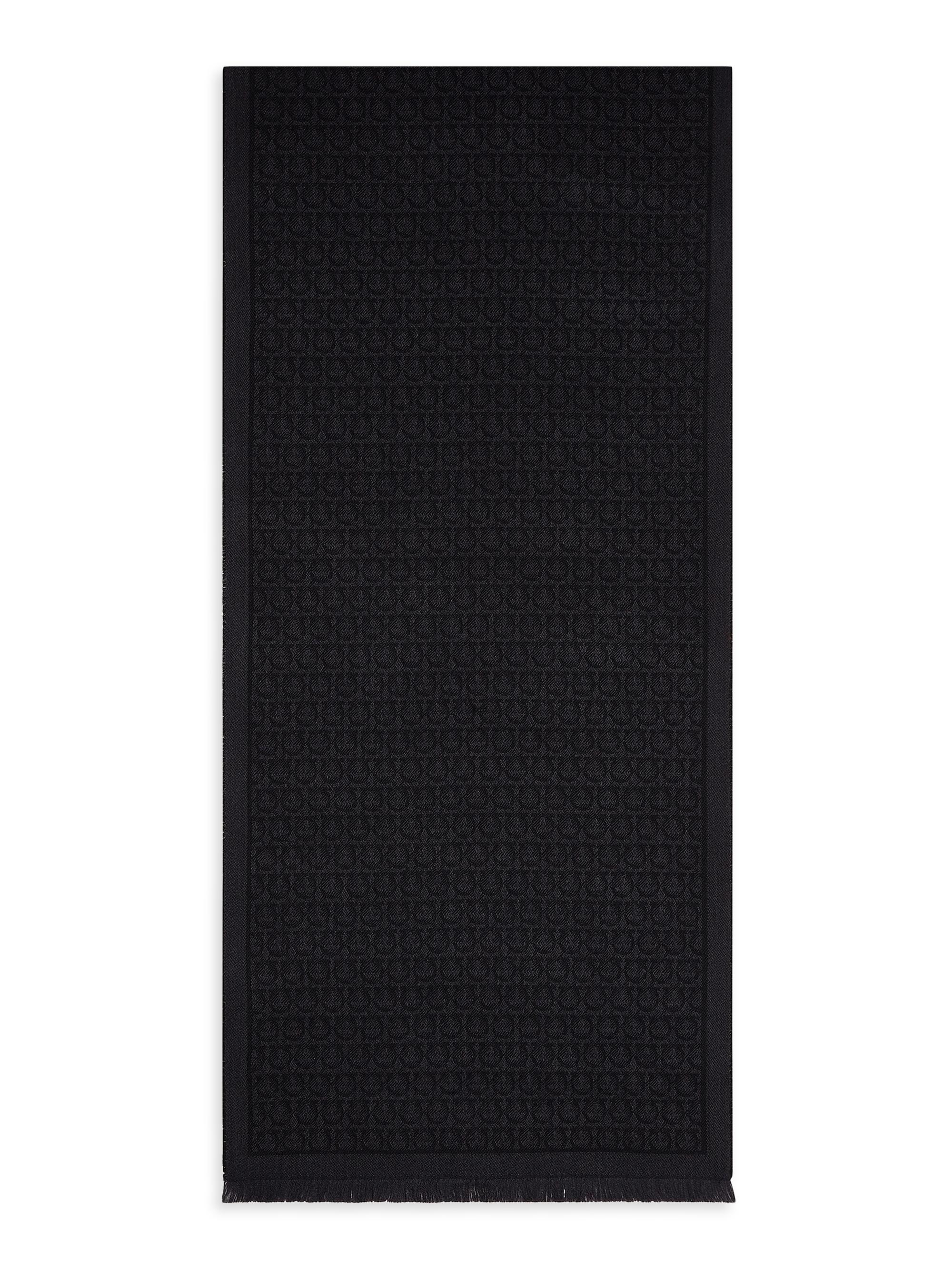 FERRAGAMO Women's Printed Wool Scarf - Black Charcoal