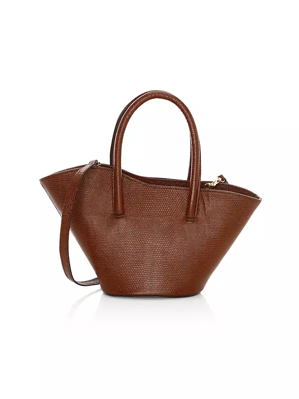 Shop Little Liffner Micro Tulip Lizard-Embossed Leather Tote