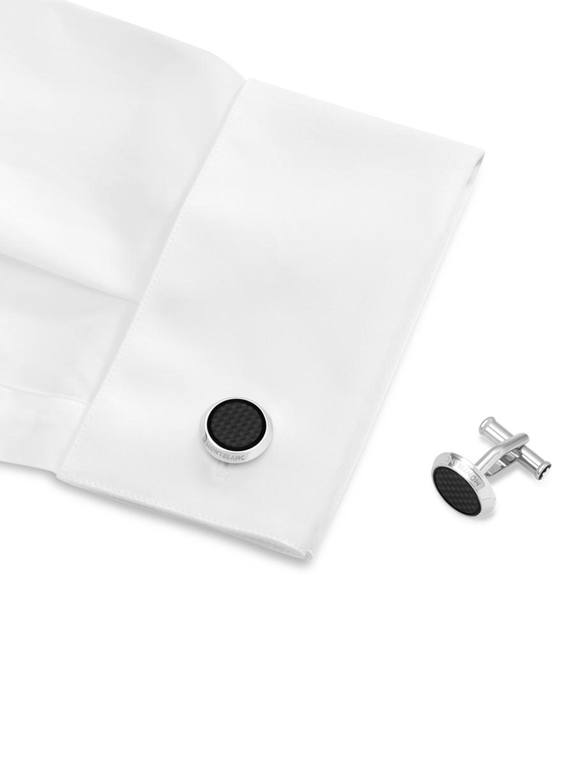 Montblanc Round Stainless Steel & Carbon Cufflinks | Saks Fifth Avenue