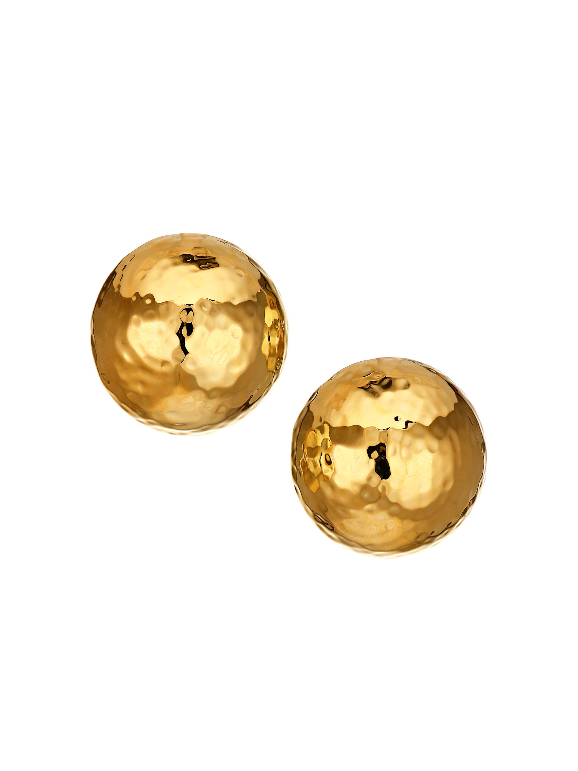 NEST Jewelry Women's  Hammered 22K Goldplated Dome Clip-On Earrings - Gold