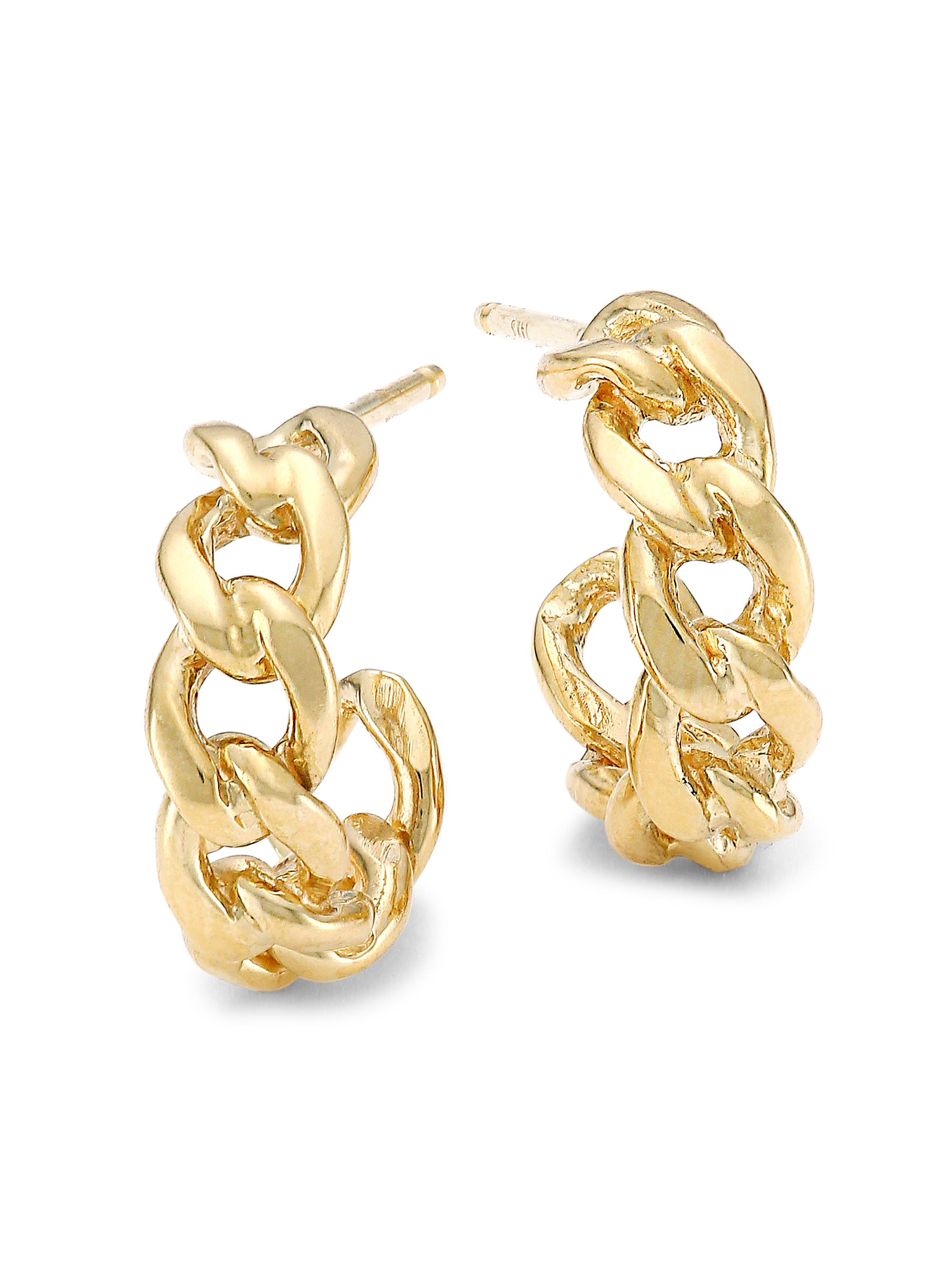 Zoë Chicco Women's Heavy Metal 14K Yellow Gold  Curb Chain Huggie Earrings - Gold