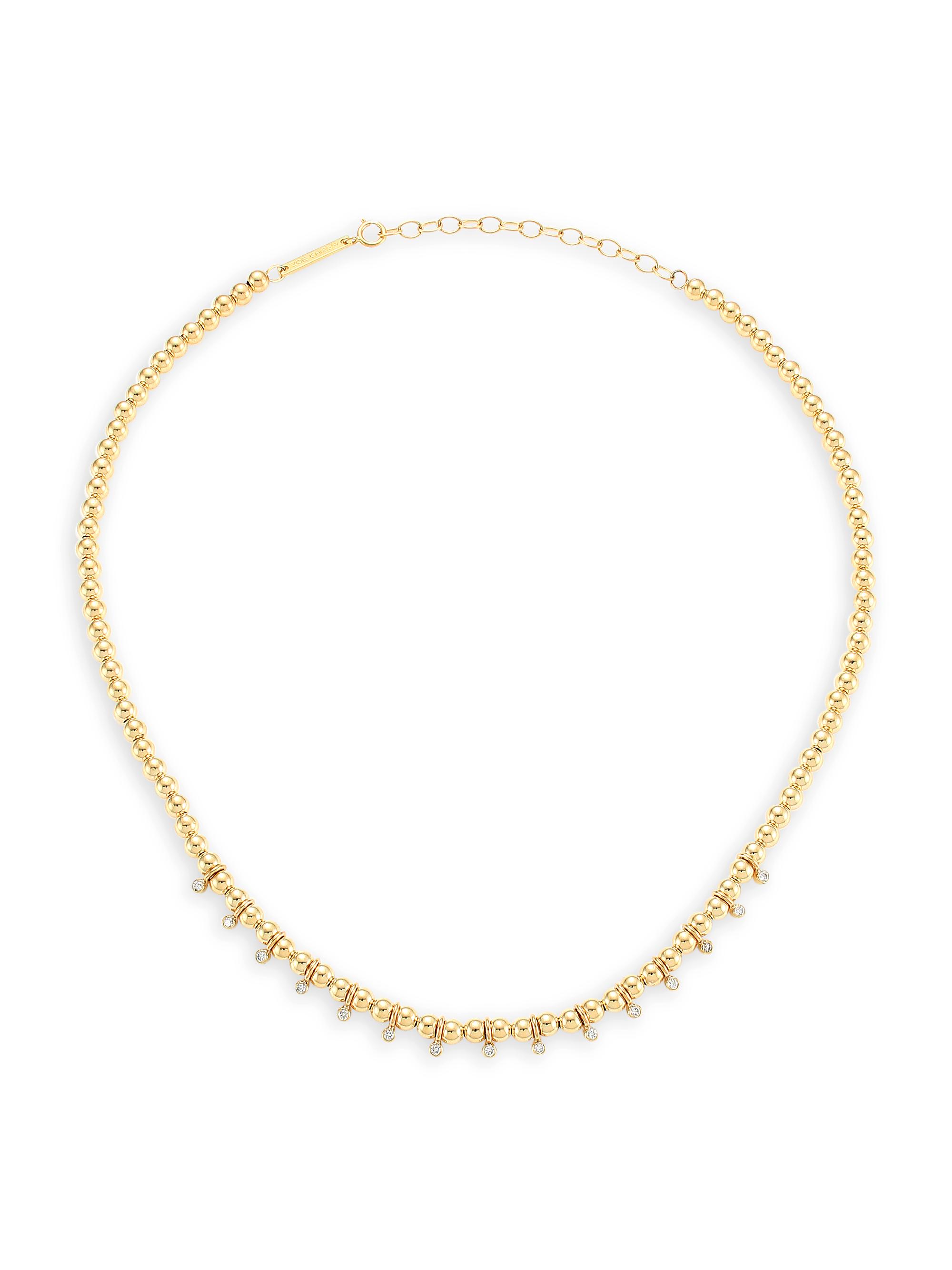 ZOE CHICCO Women's Bezel Diamonds 14K Yellow Gold & Diamond Beaded Necklace - Gold