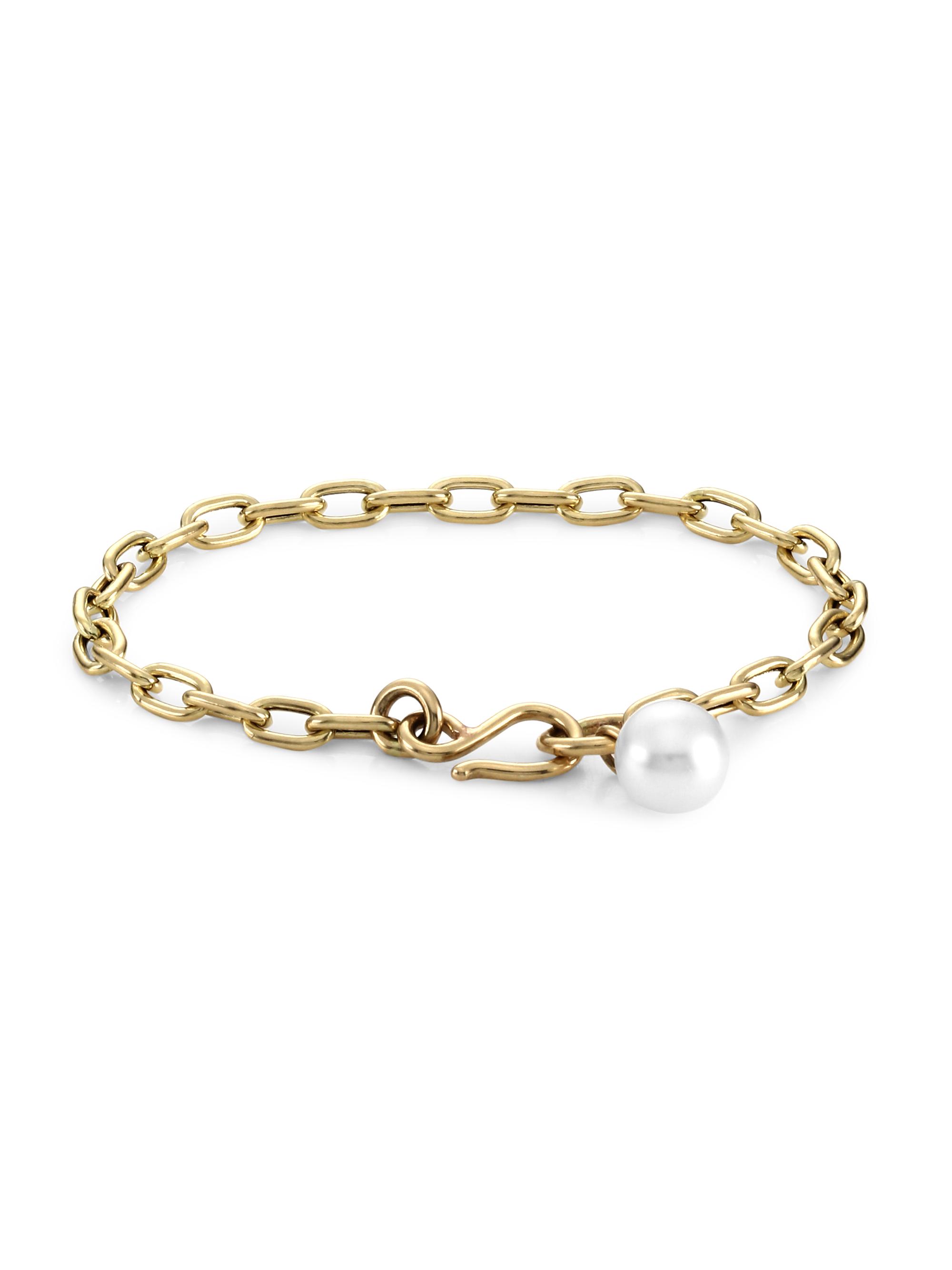 ZOE CHICCO Women's Medium 14K Yellow Gold & 8MM Pearl Charm Oval-Link Bracelet - Gold