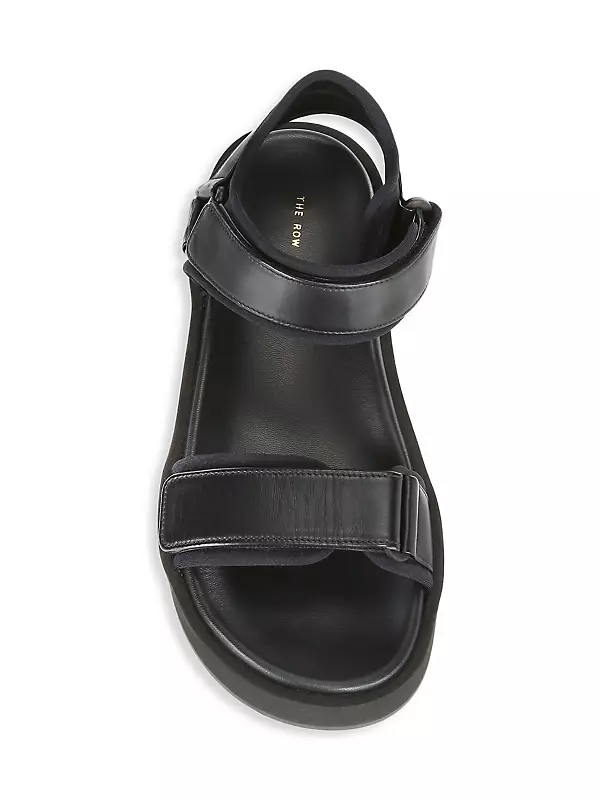 Hook-and-Loop Sandal Black in Leather – The Row