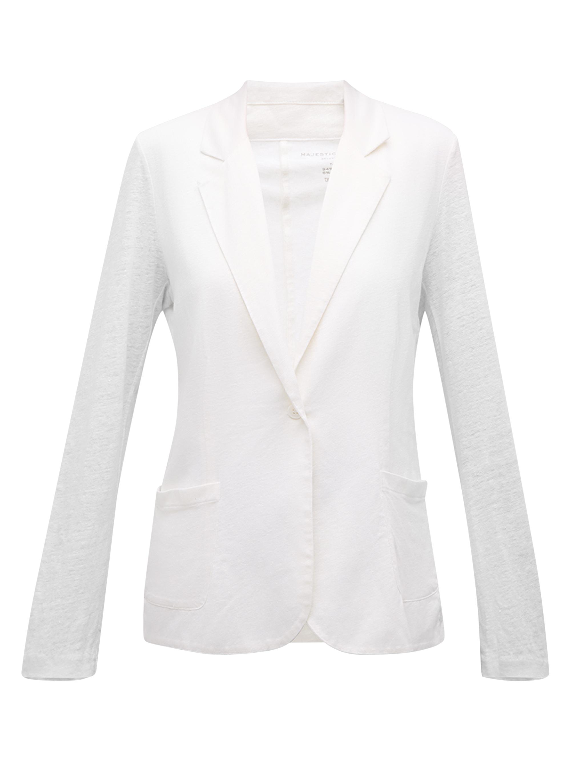 Majestic Filatures Women's Stretch Linen-Knit Blazer - Blanc