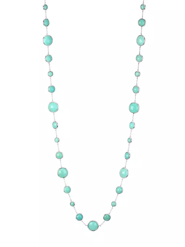 Lollipop Long Lollitini Sterling Silver & Turquoise Doublet Necklace