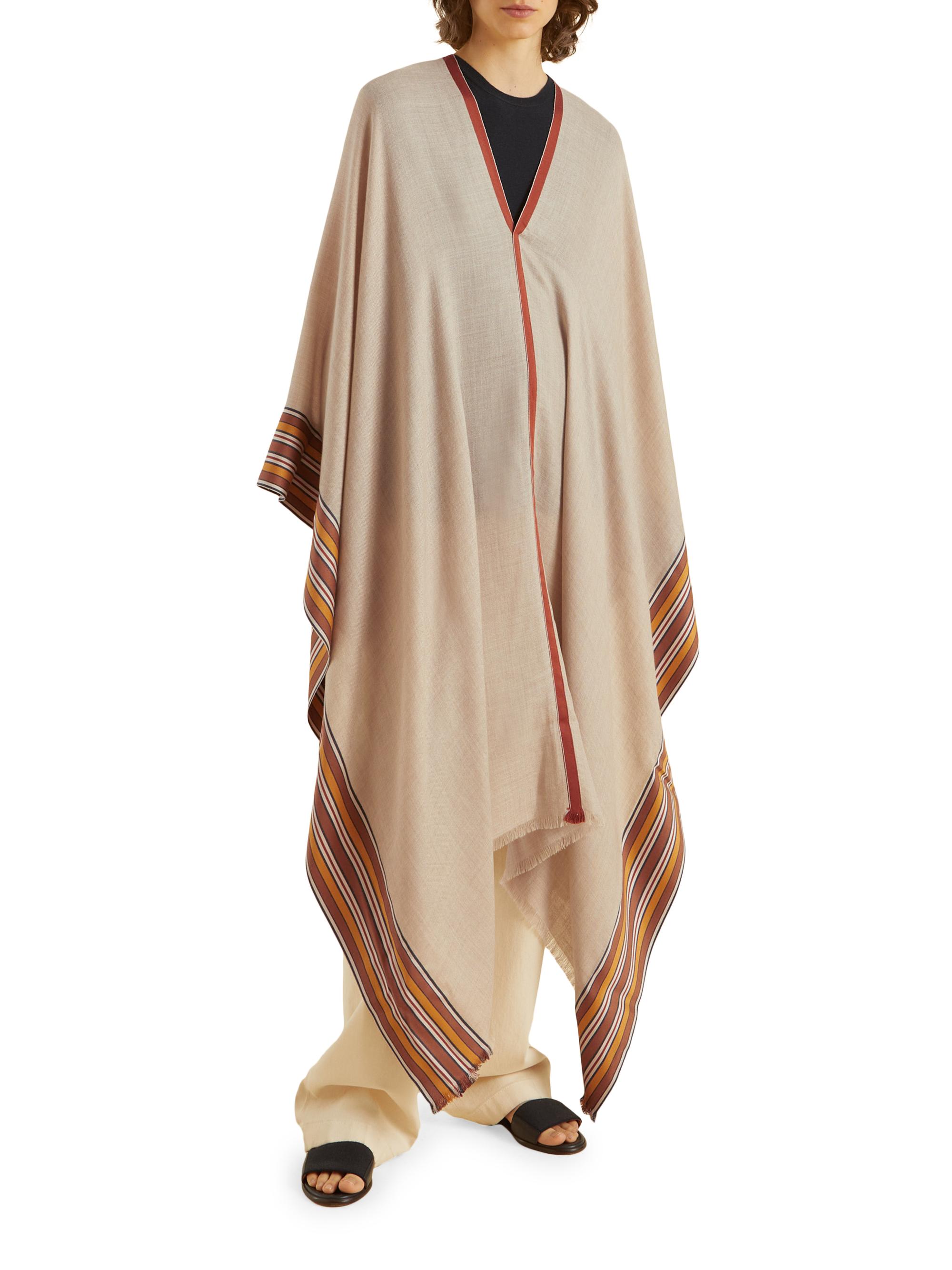 Loro Piana The Suitcase Stripe Silk-Cashmere Long Cape | Saks