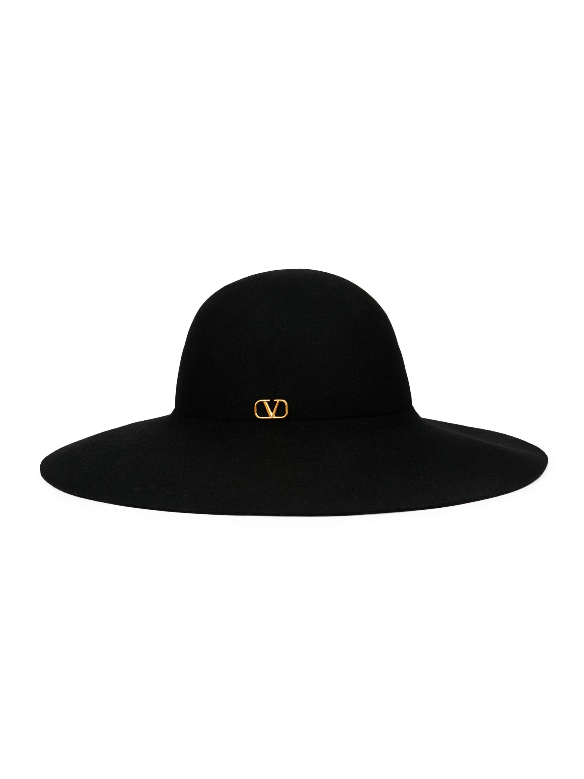 Valentino Garavani Women's  Logo Brim Felted Hat - Black