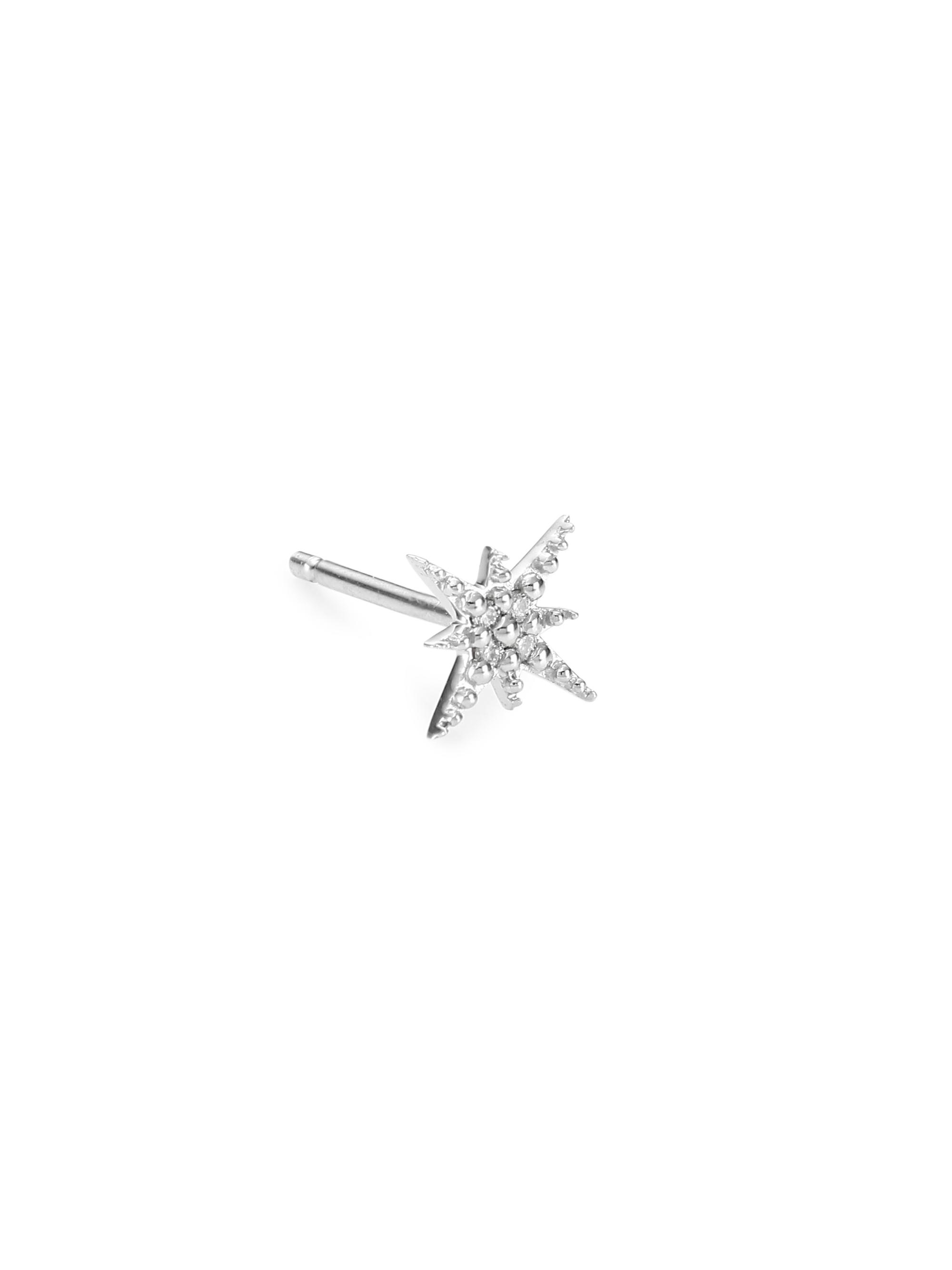 Sydney Evan Women's 14K White Gold & Diamond Pavé Starburst Single Stud Earring - White Gold