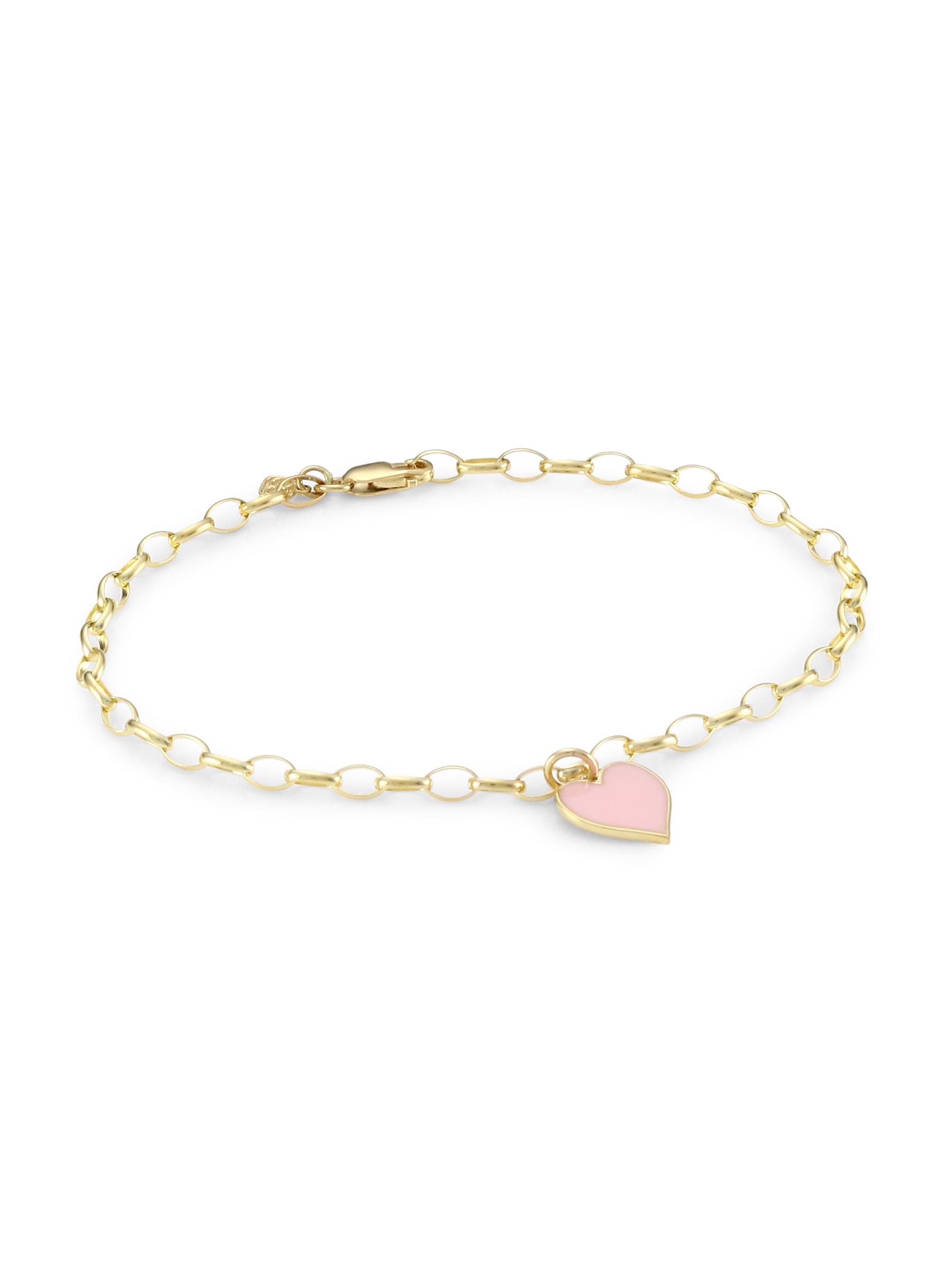 Sydney Evan Women's 14K Yellow Gold & Enamel Heart Charm Link Bracelet - Gold