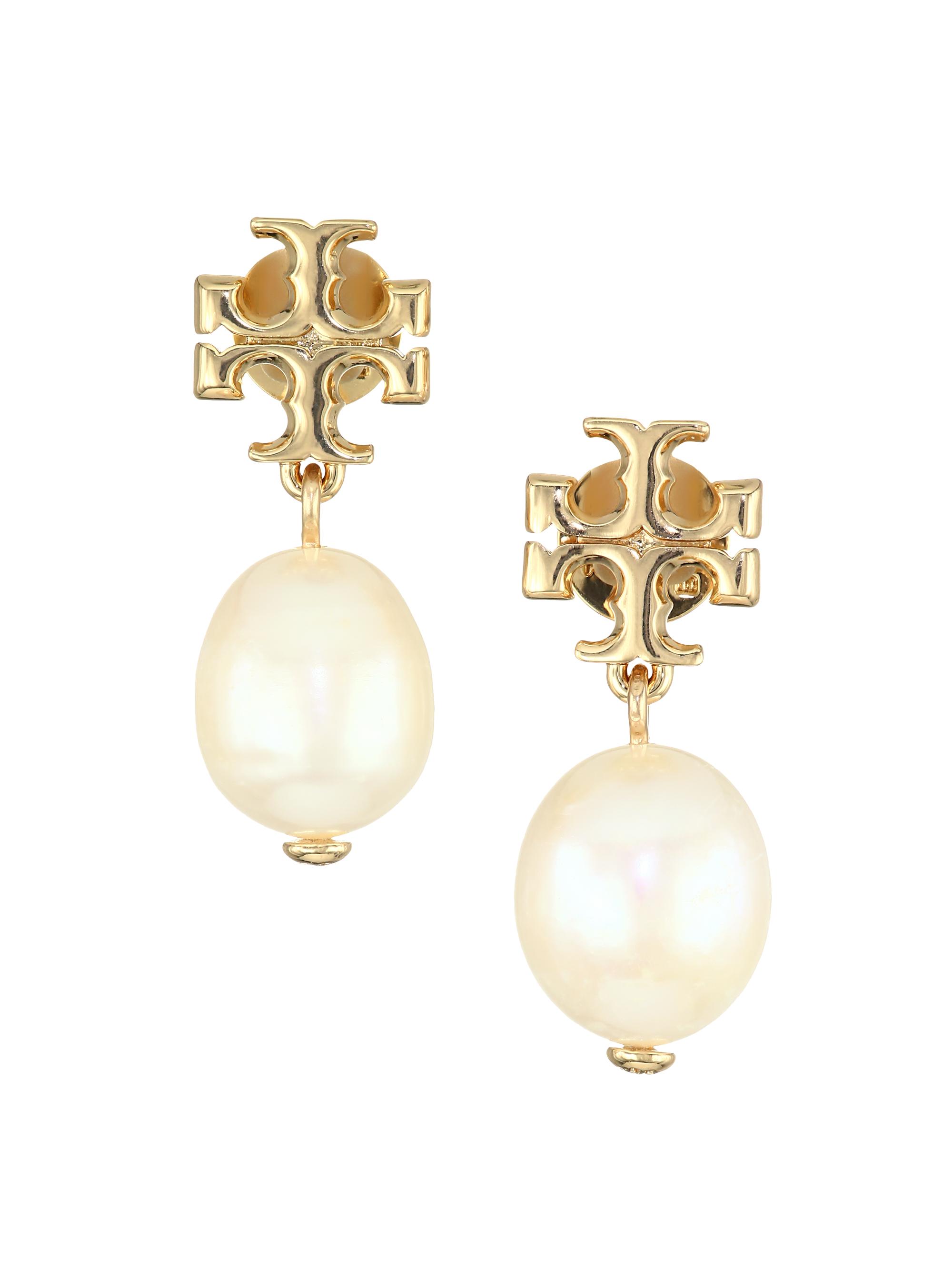 Tory Burch Women's Goldtone Logo & Cultured Pearl Drop Earrings - Tory Gold
