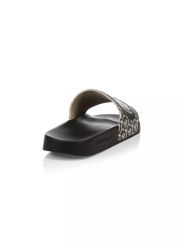 Shop FERRAGAMO Groove Print Logo Slide Sandals