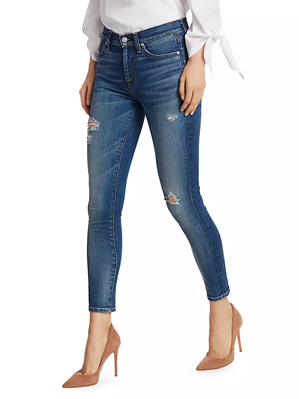 High-Rise Destroyed Ankle Skinny Jeans