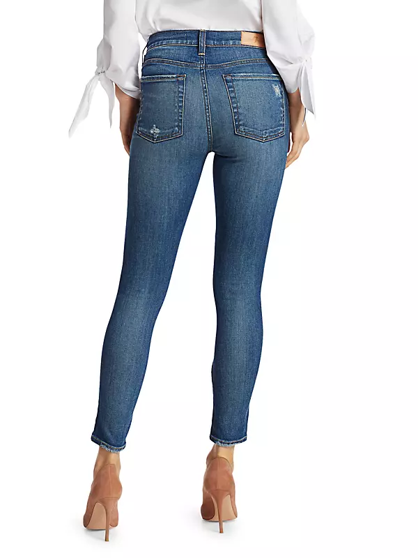 High-Rise Destroyed Ankle Skinny Jeans