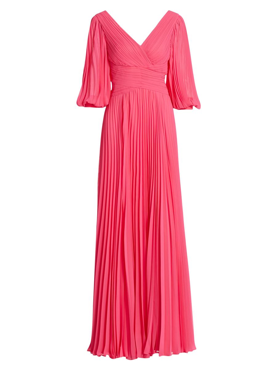 open lace back dress Printed Chiffon Pleated Full Sleeve Dress  Terijon.com