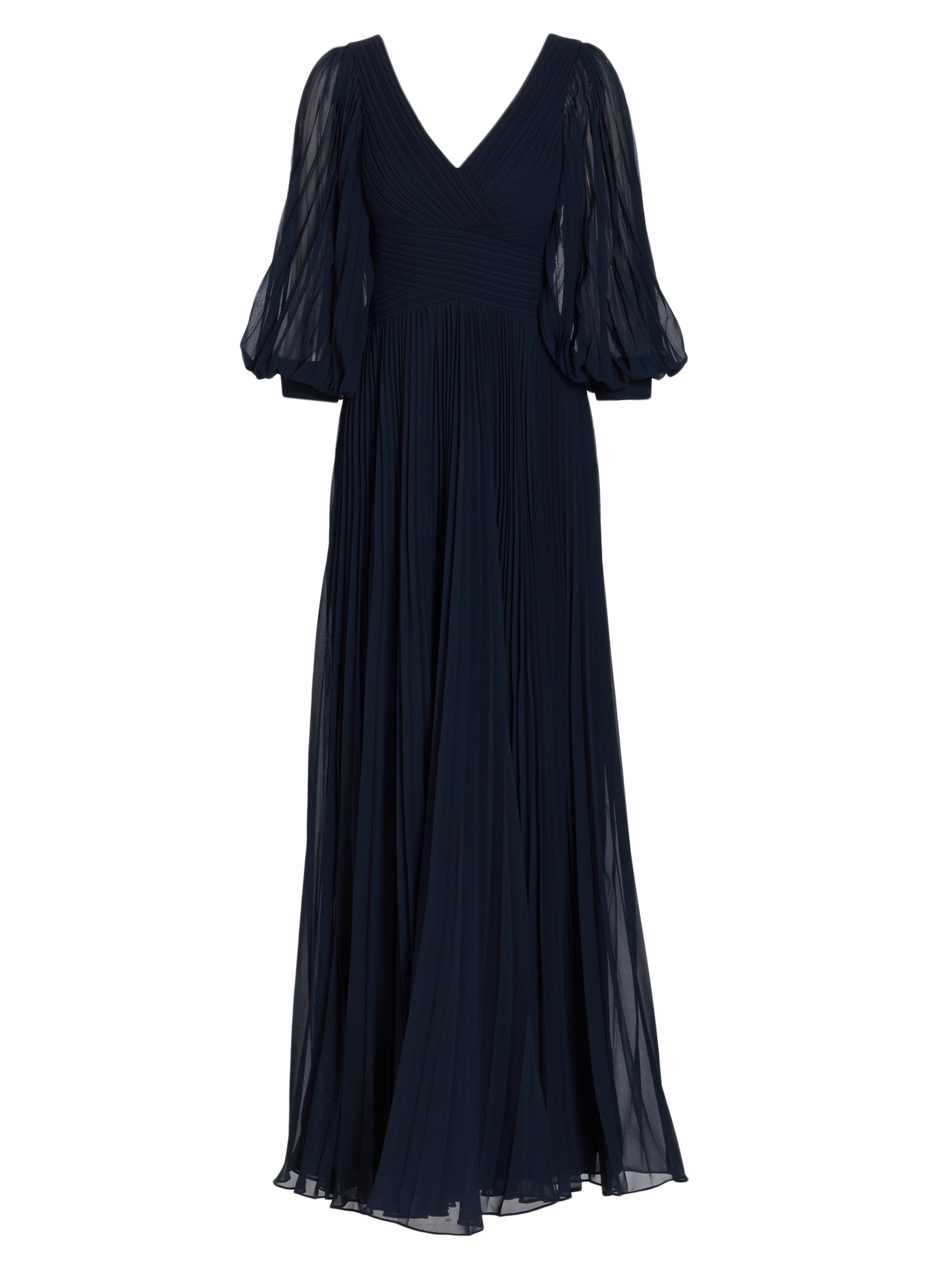 Teri Jon by Rickie Freeman Women's Chiffon Pleated Gown - Navy