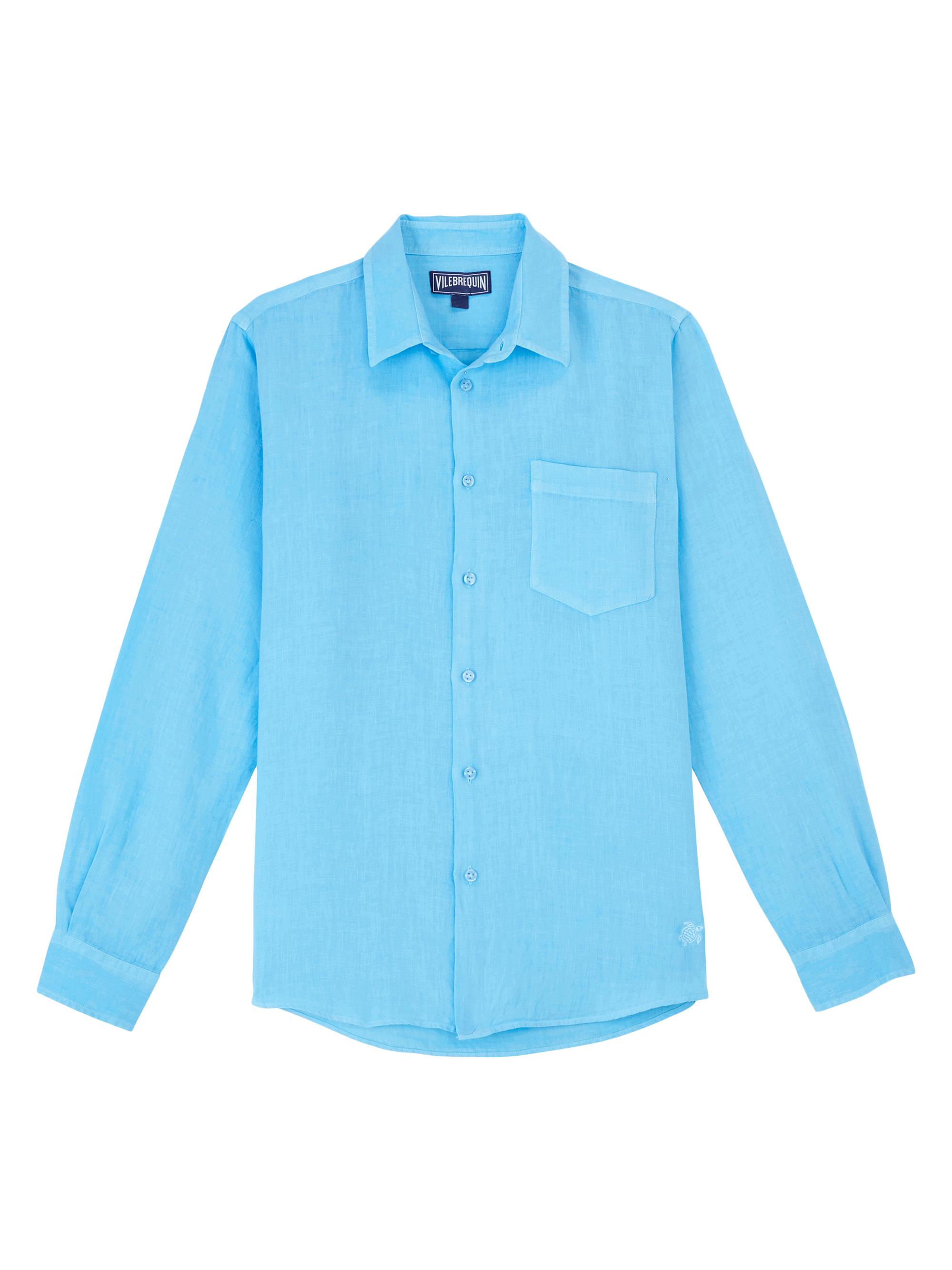 Vilebrequin Men's Long-Sleeve Linen Shirt - Light Blue | Thumbnail 6