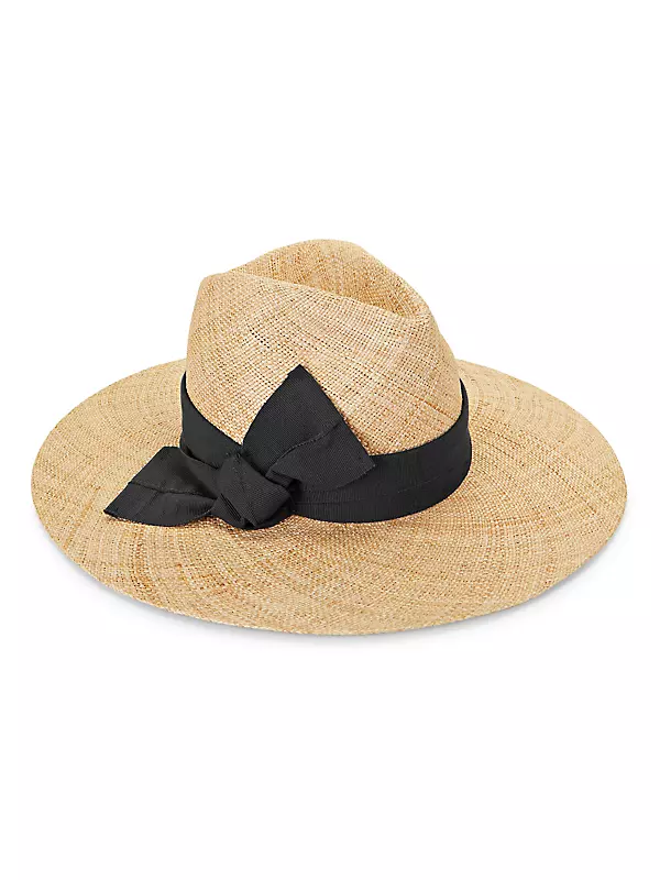Ribbon-Trimmed Wide-Brim Straw Hat