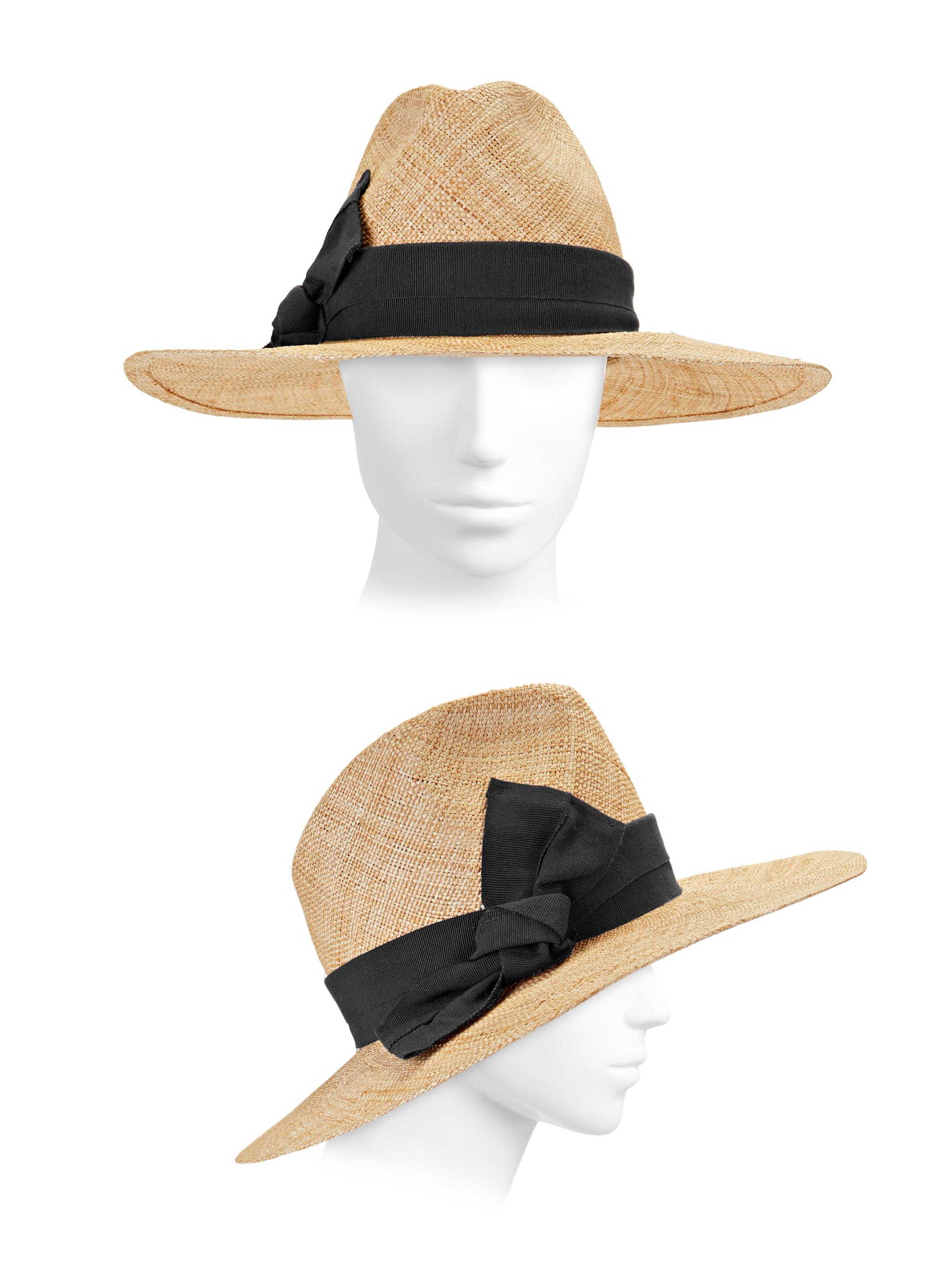 Raffaello Bettini Ribbon-Trimmed Wide-Brim Straw Hat  display picture 2