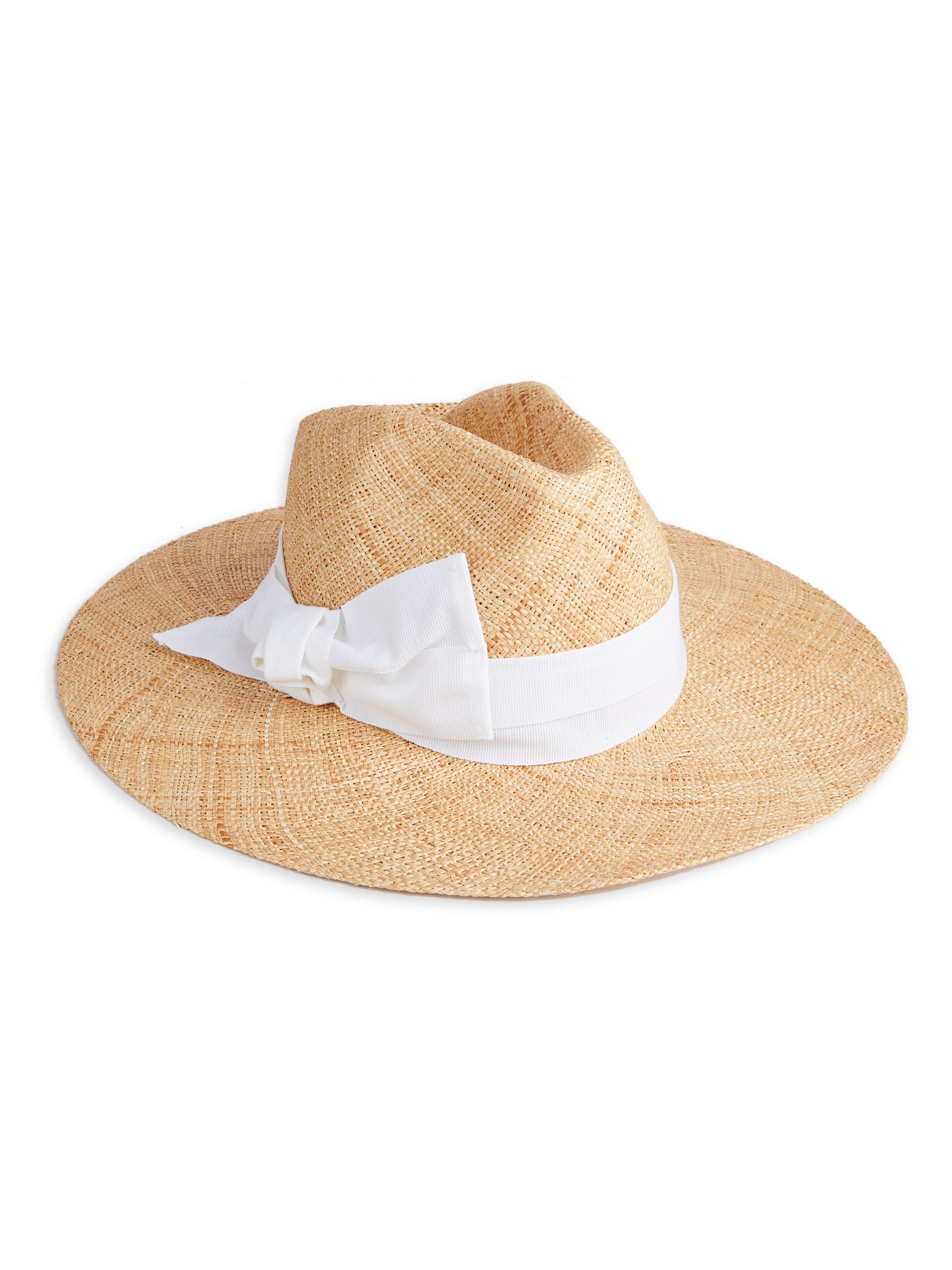 Raffaello Bettini Women's Ribbon-Trimmed Wide-Brim Straw Hat - Natural White