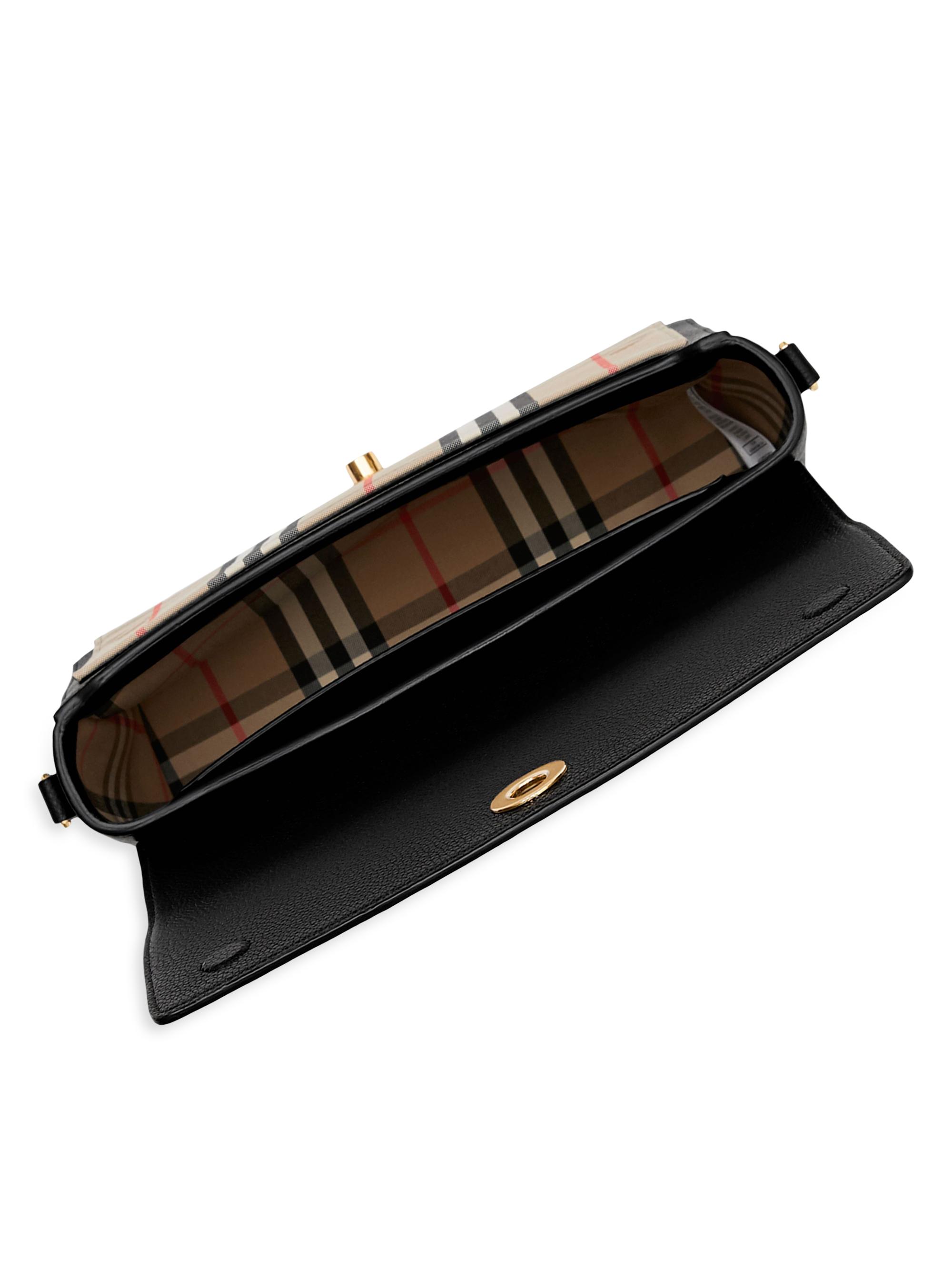 Burberry Note Medium Leather & Vintage Check Crossbody Bag | Saks