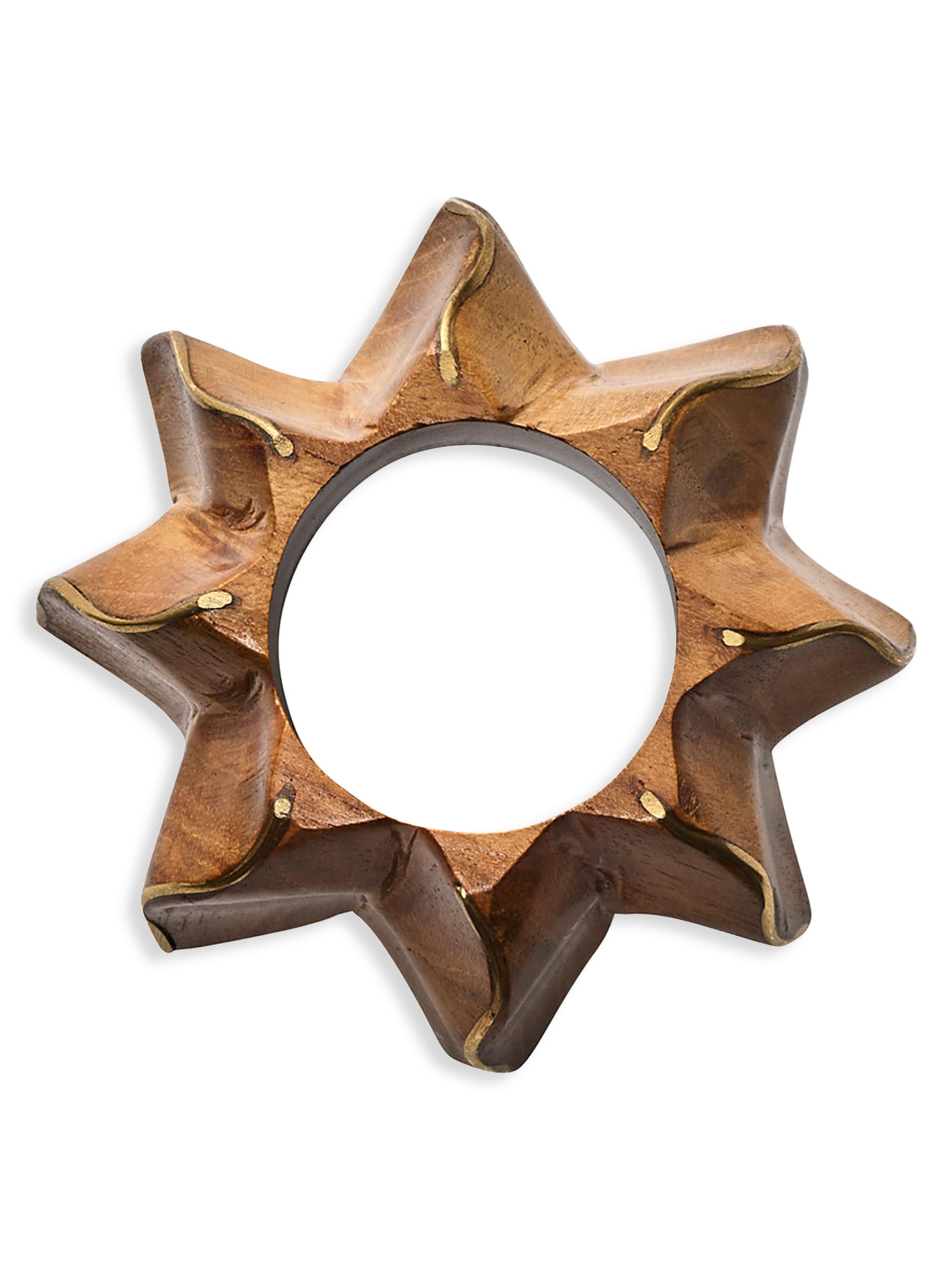 Kim Seybert Twist Wooden Napkin Ring - Brown Gold