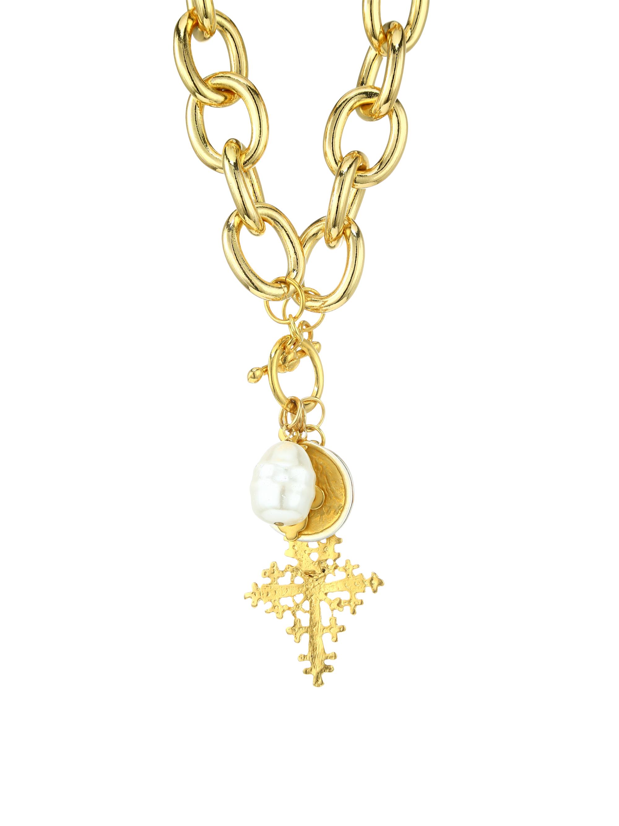 Kenneth Jay Lane Women's 22K Yellow Goldplated & Faux Pearl Heart Pendant Necklace - Gold