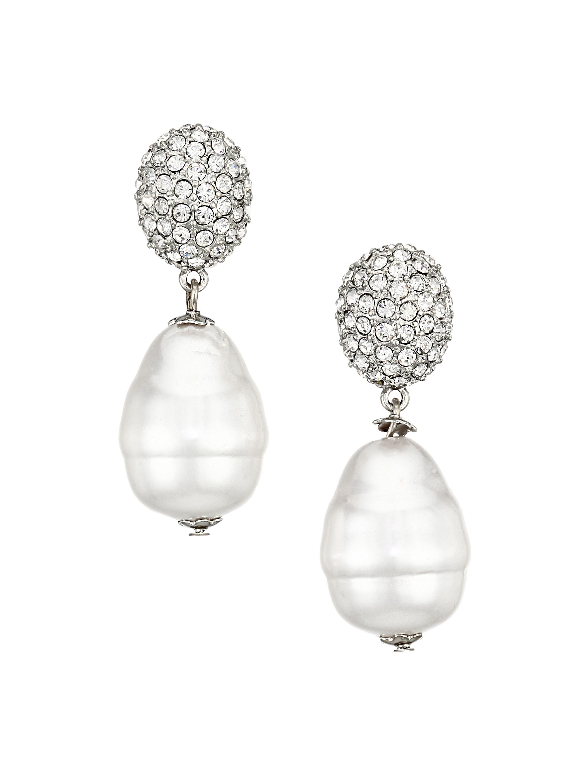 Kenneth Jay Lane Women's Crystal & Glass Pearl Drop Earrings - White