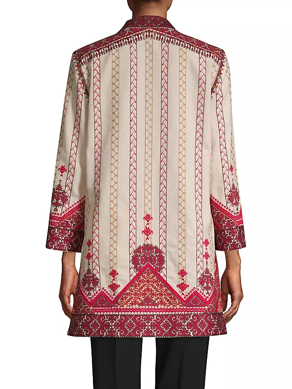 Lexy Embroidered Linen-Blend Coat