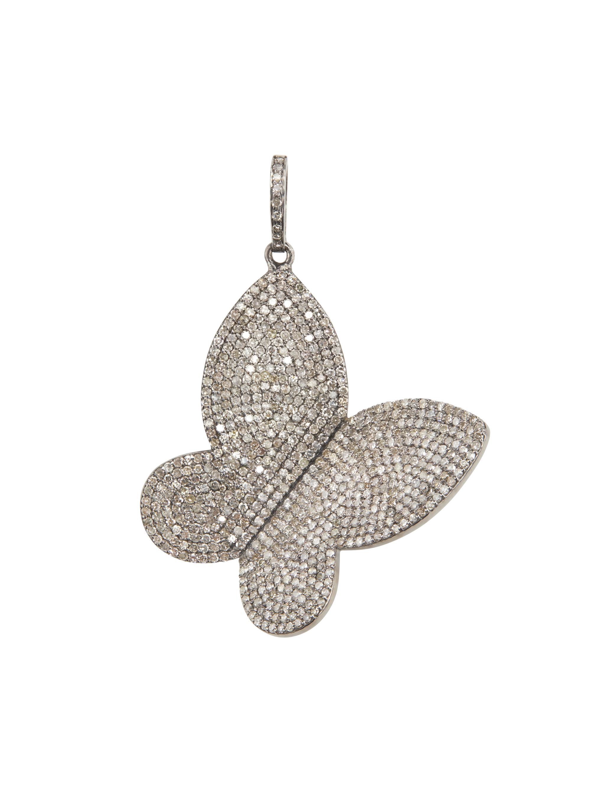 Nina Gilin Women's Rhodium-Plated Silver & Champagne Diamond Butterfly Pendant - Sterling Silver