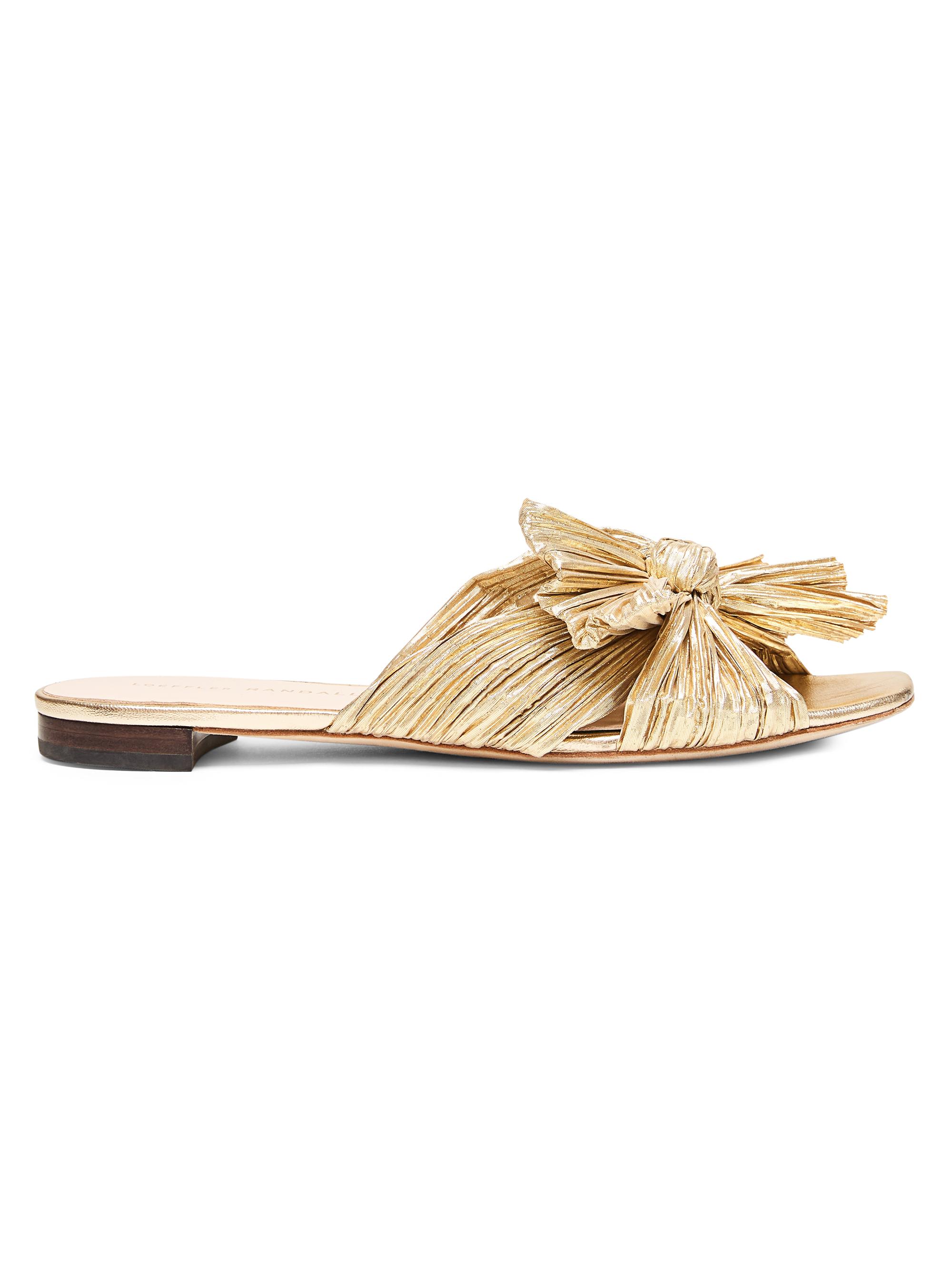 Loeffler Randall Women's Daphne Flat Metallic Leather Sandals - Gold