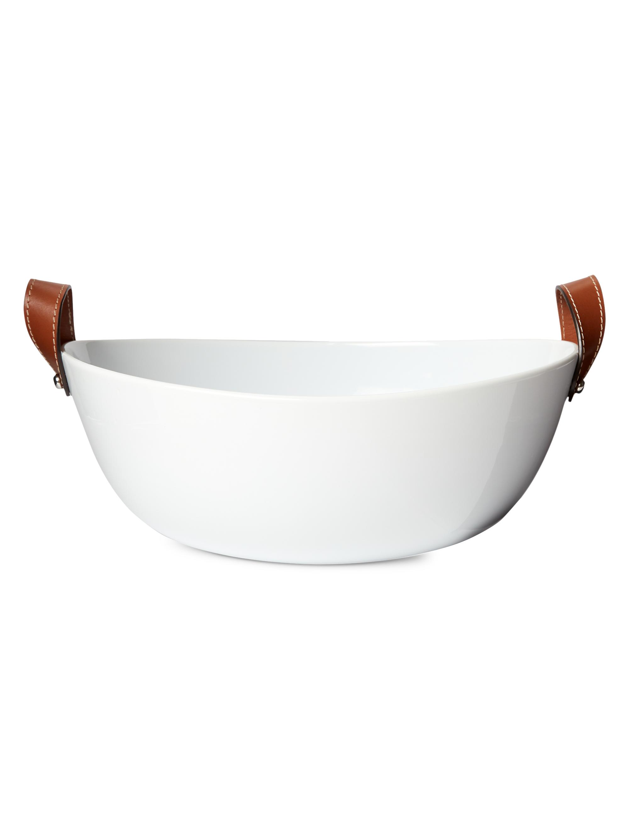 Ralph Lauren Wyatt Porcelain & Leather Salad Bowl - Saddle