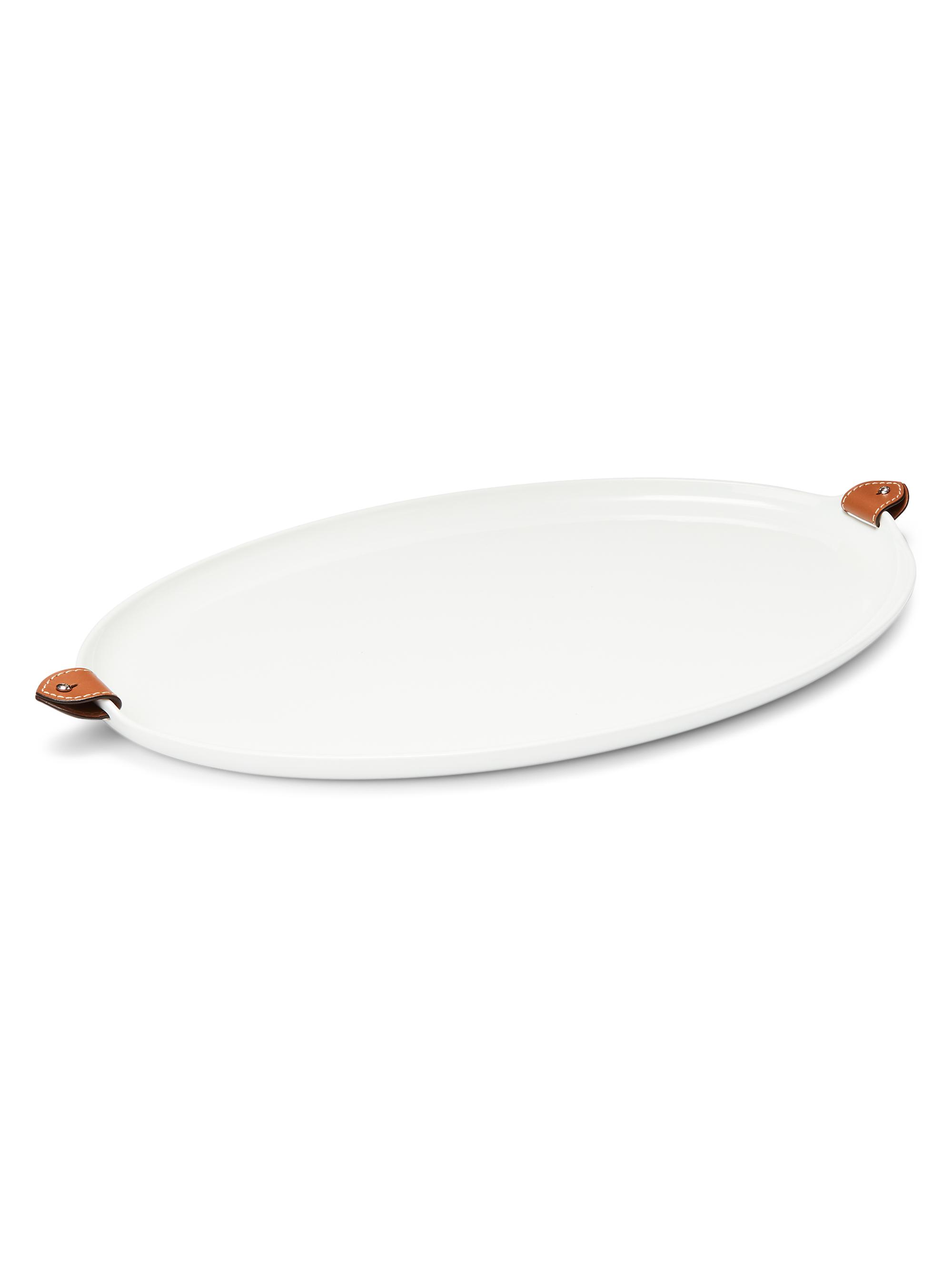 Ralph Lauren Large Wyatt Porcelain & Leather Nested Tray - Saddle